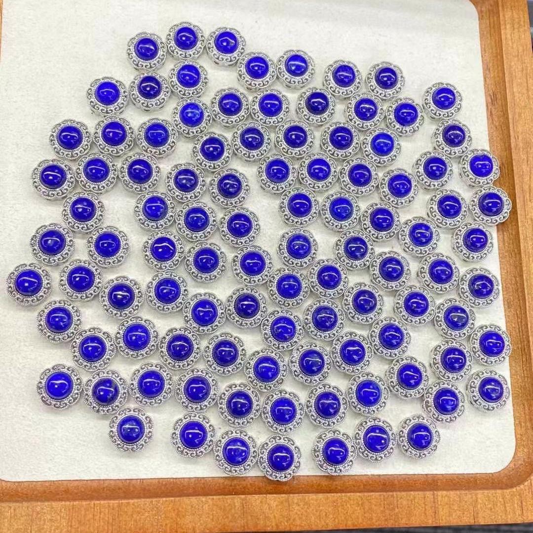 【Lapis Lazuli】Natural Lapis Lazuli with Copper Set Box天然青金石配饰铜镶盒子 8mm