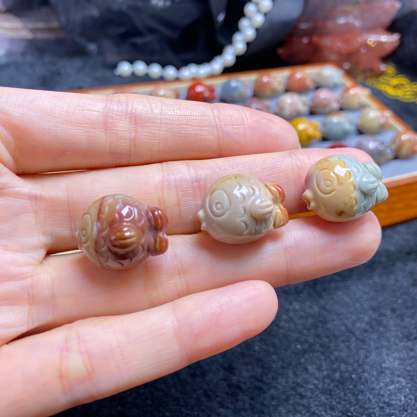 Natural Alashan Agate fish Carving Pendant