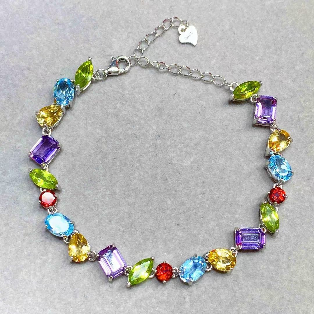 Natural Crystal Multi-Gemstone Bracelet