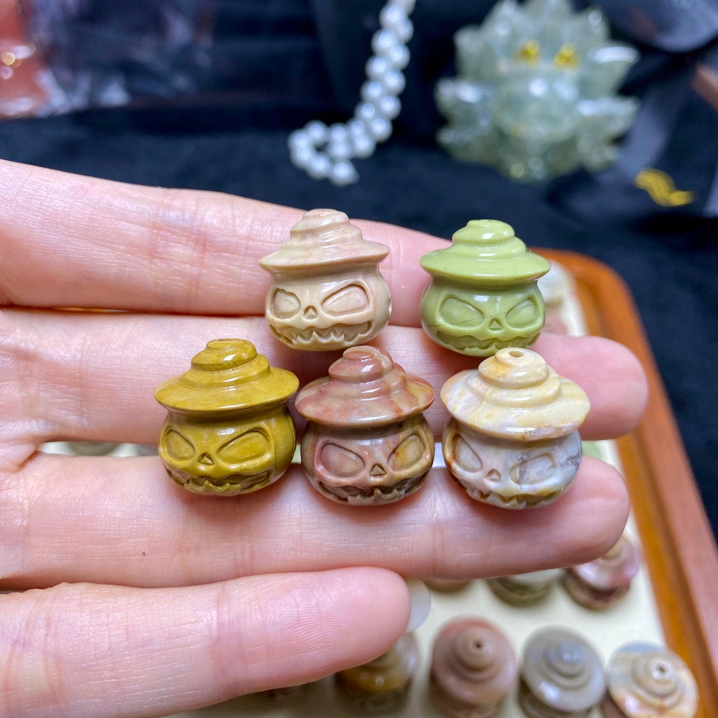 Natural Alashan Agate Pumpkin Carved charms