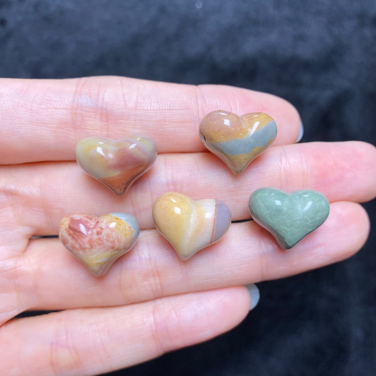Natural Alashan Agate Heart Carved charms