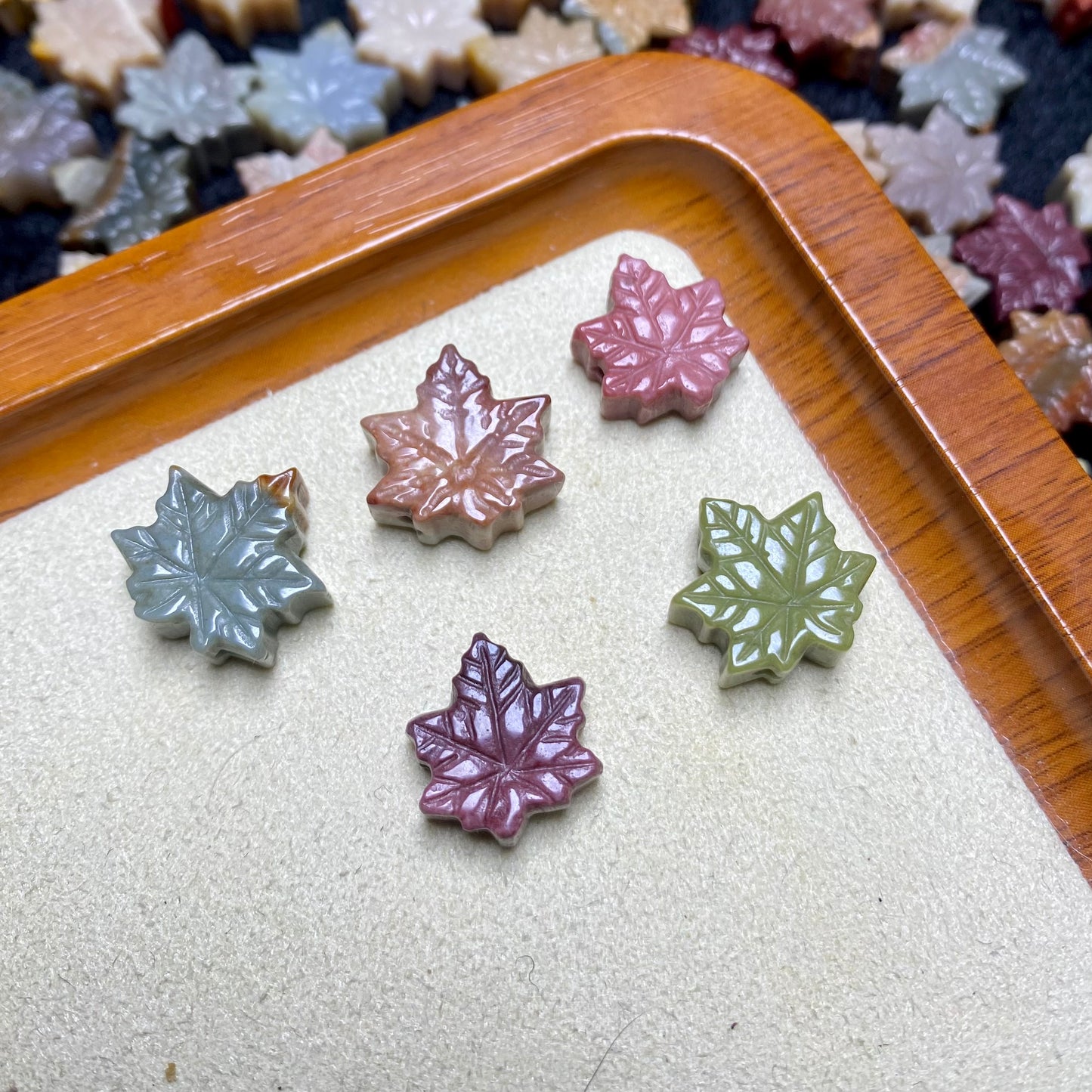 Natural Agate Maple Leaf charms