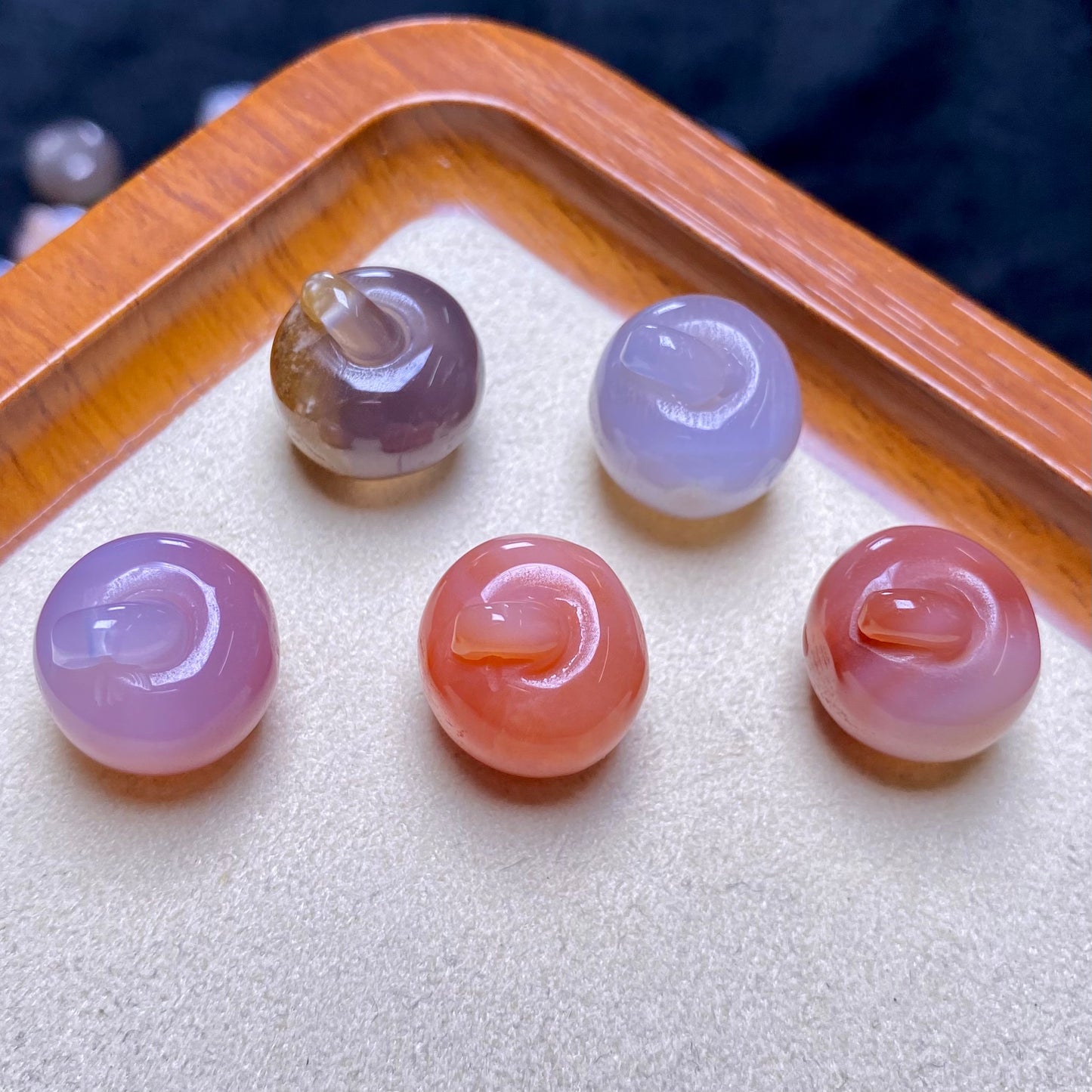 Natural Alashan Agate Carved Apple