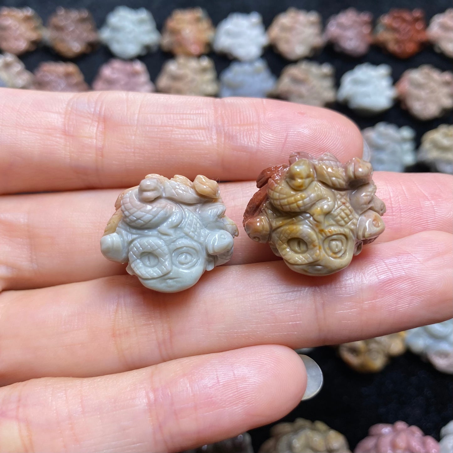 Natural Alashan Agate Medusa carved charms