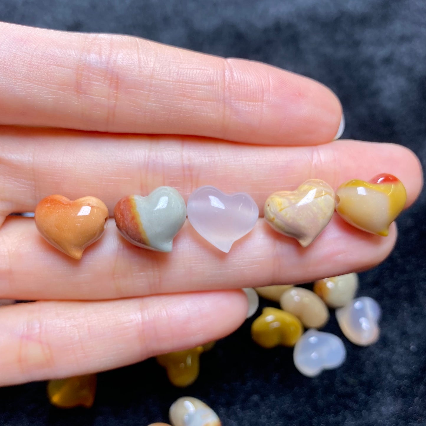 Natural Alashan Agate Heart Carved charms