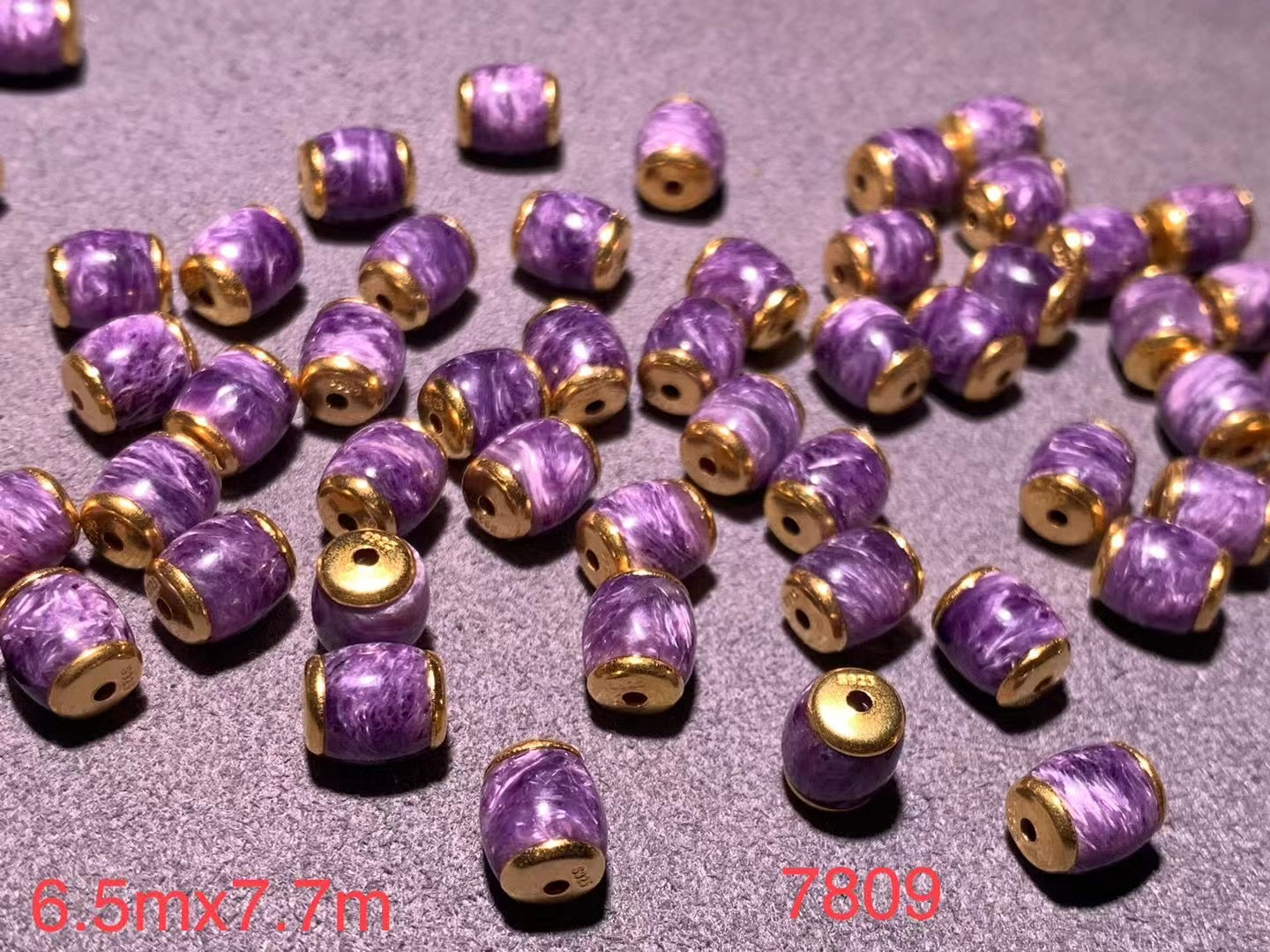 Charoite spacer beads(Sterling silver plated with 24k gold ) 5mm+