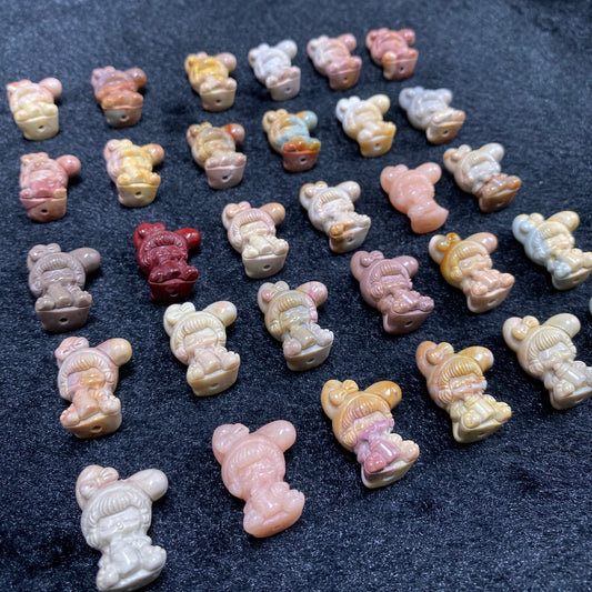 Natural Alashan agate Little Girl Carved charms