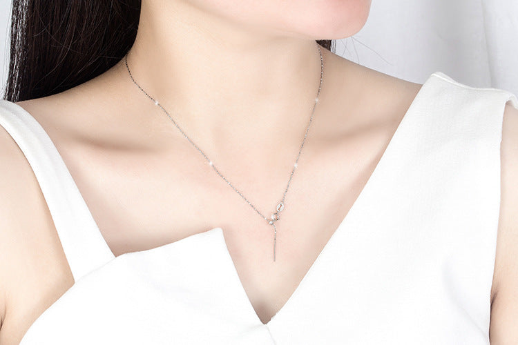 [S925]Sterling Silver Universal Necklace with Needle Adjustable