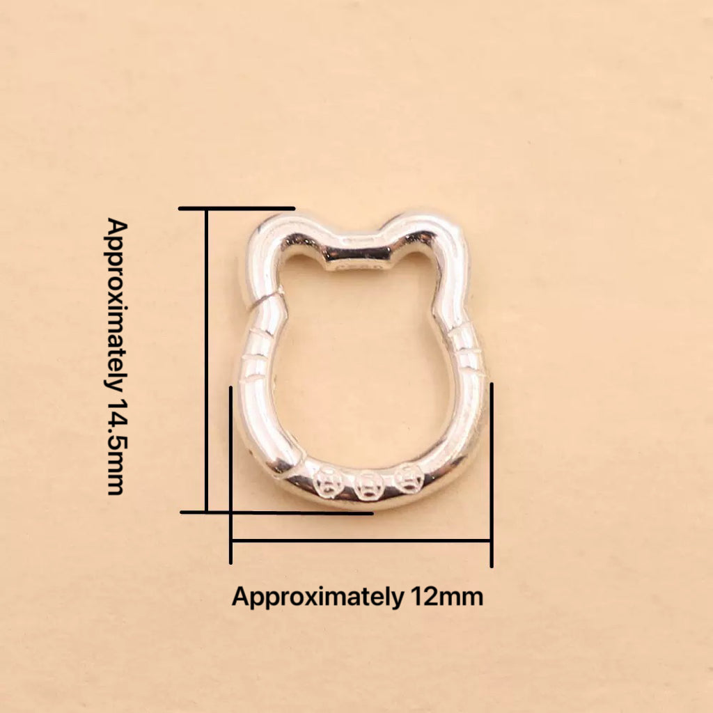 S925 Sterling Silver Lucky Cat Spring Clasp
