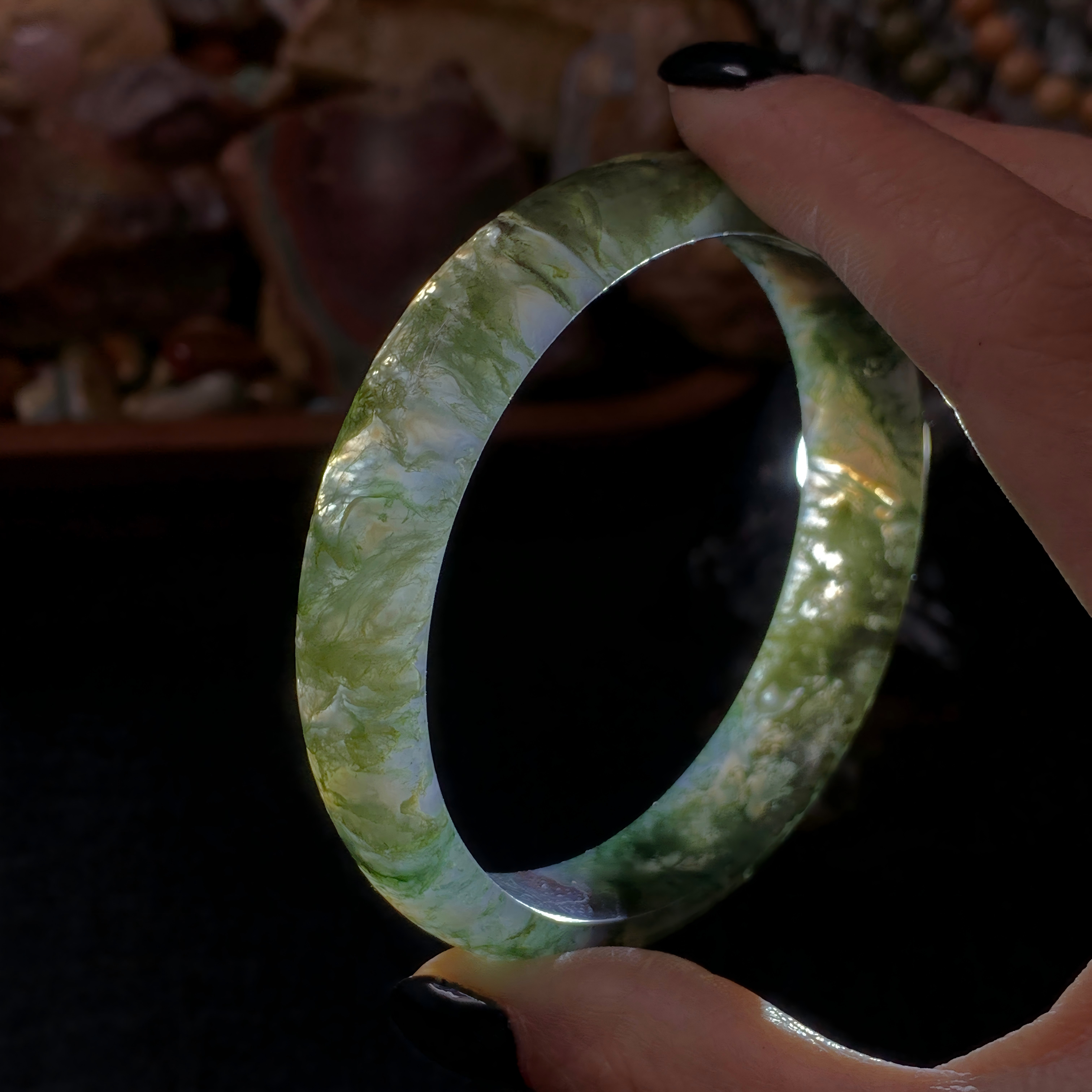 【mn-br35】Moss agate bangles