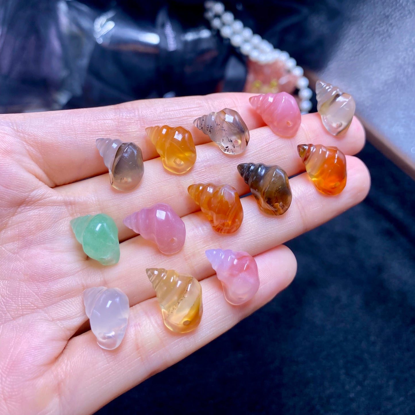 jelly agate conch charms