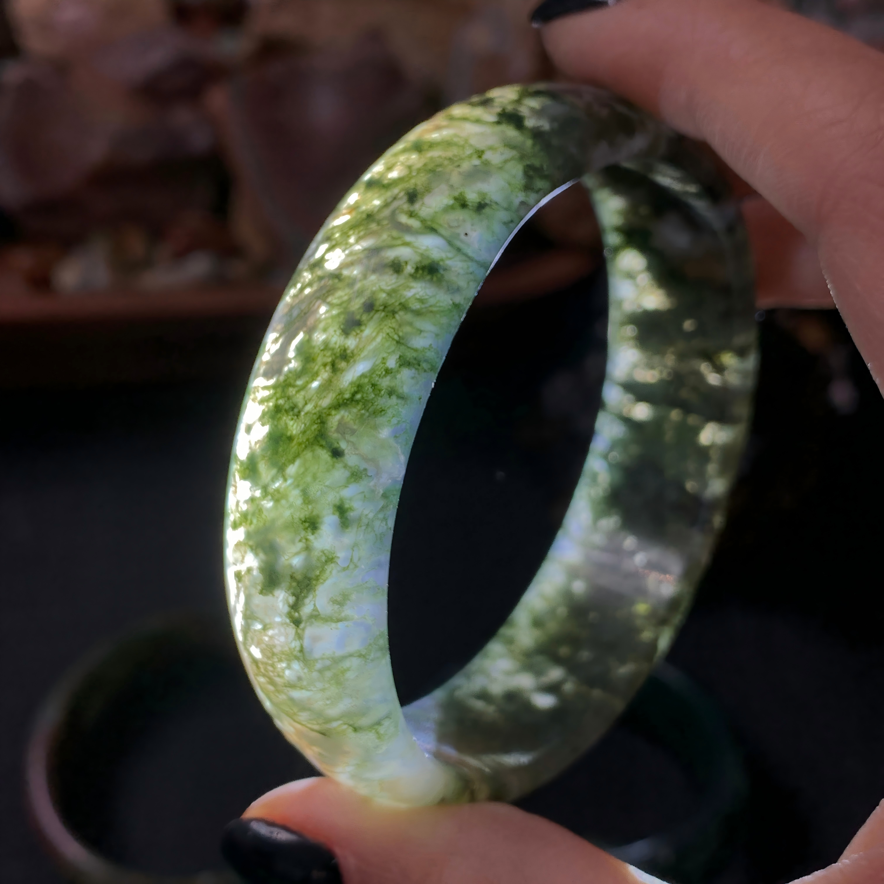 【mn-br35】Moss agate bangles