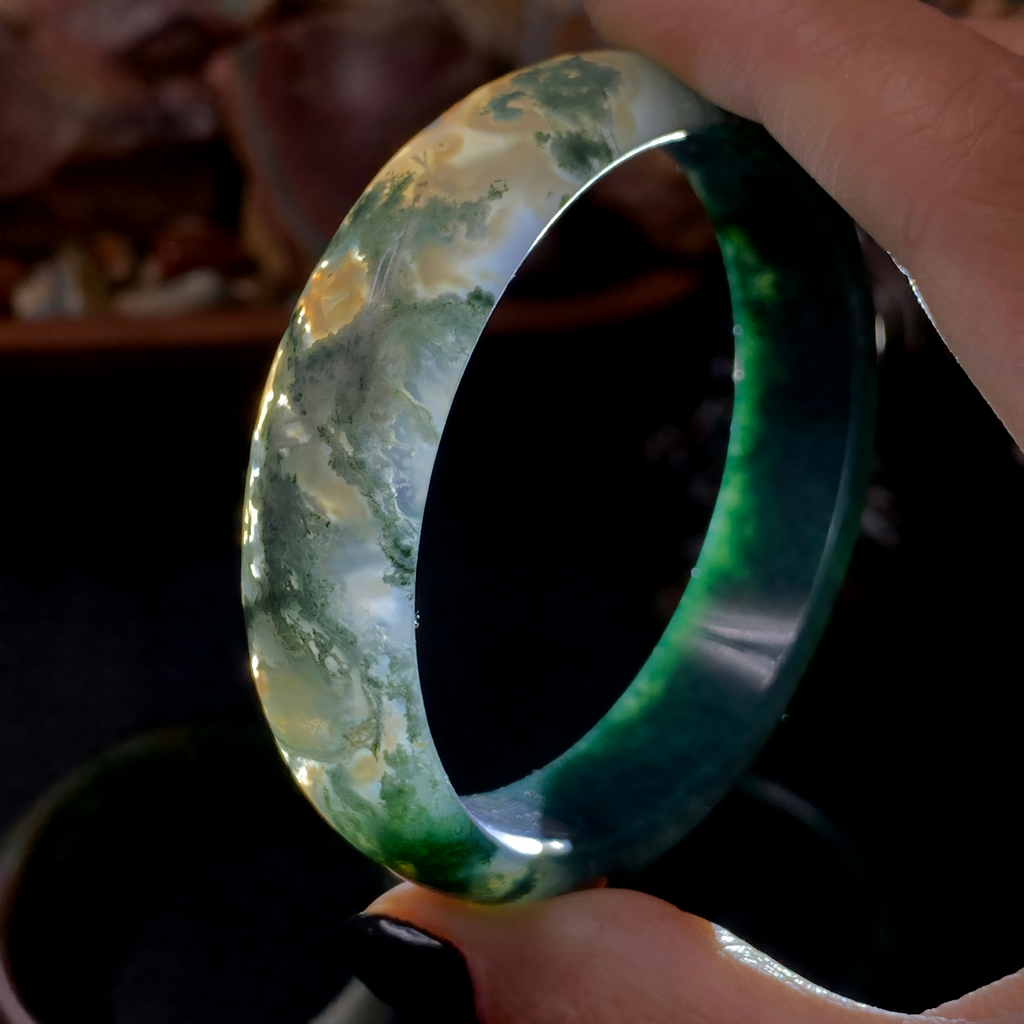 【mn-br35】Moss agate bangles
