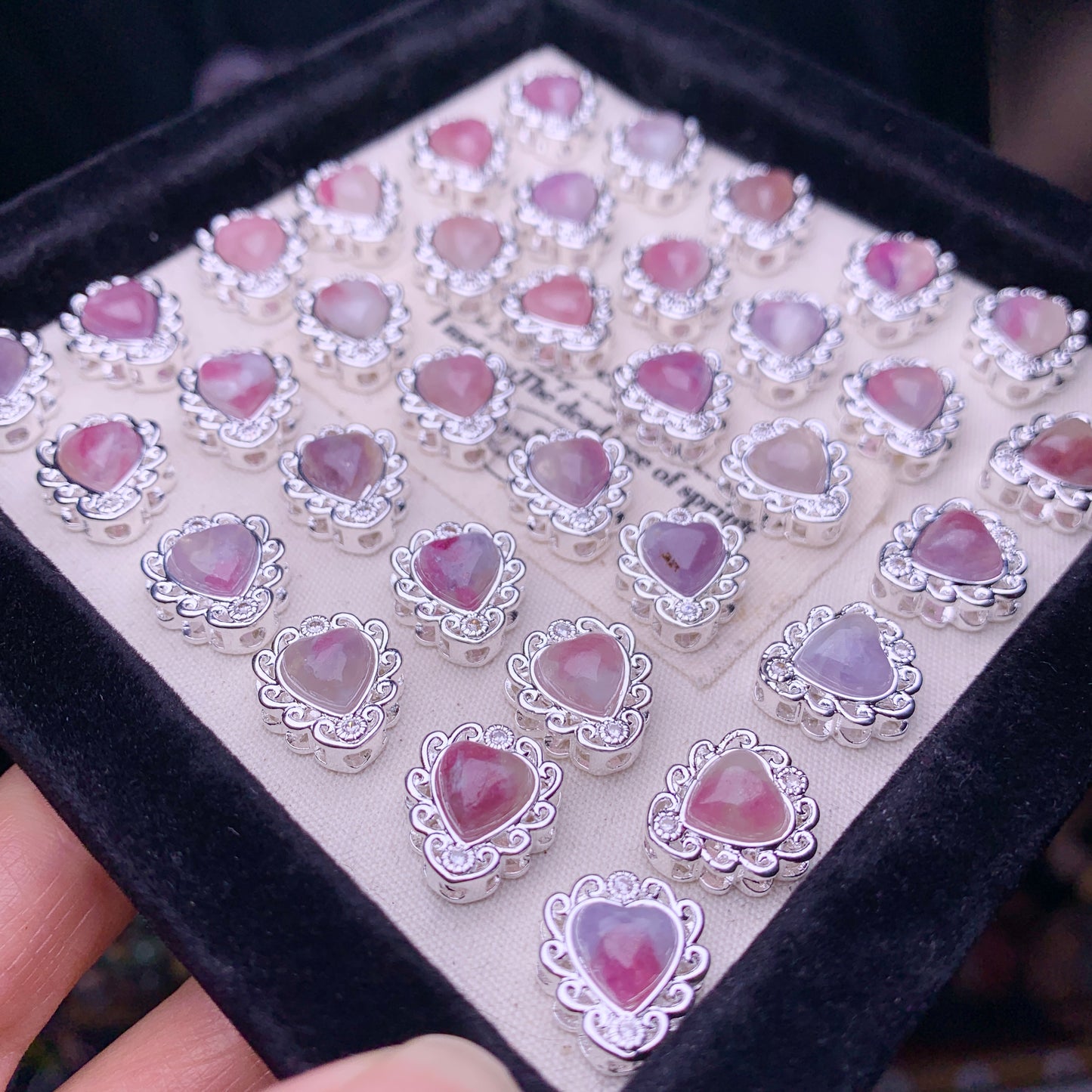 【Plum Blossom Tourmaline】heart box 13mm+
