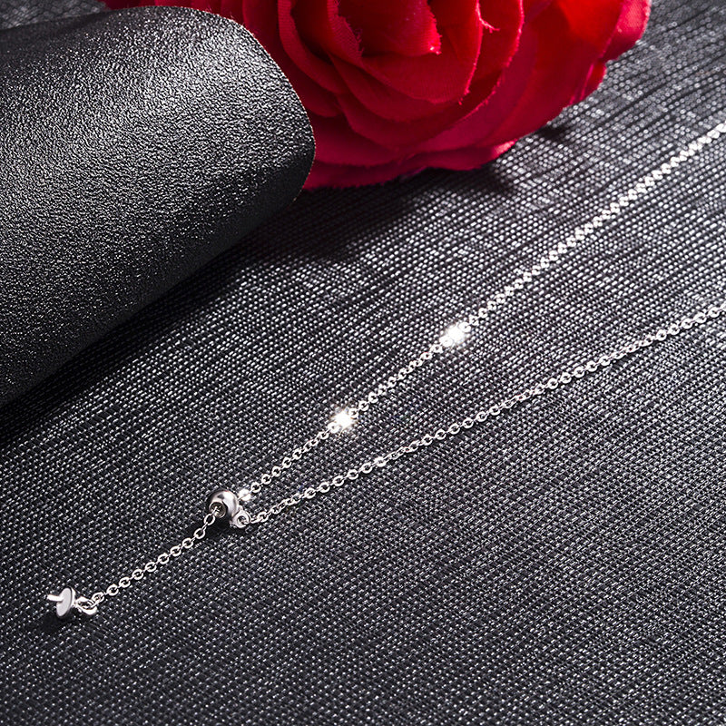 [S925] Adjustable Pearl Necklace with Ball Plunger Y Word Empty Support Necklace Beaded