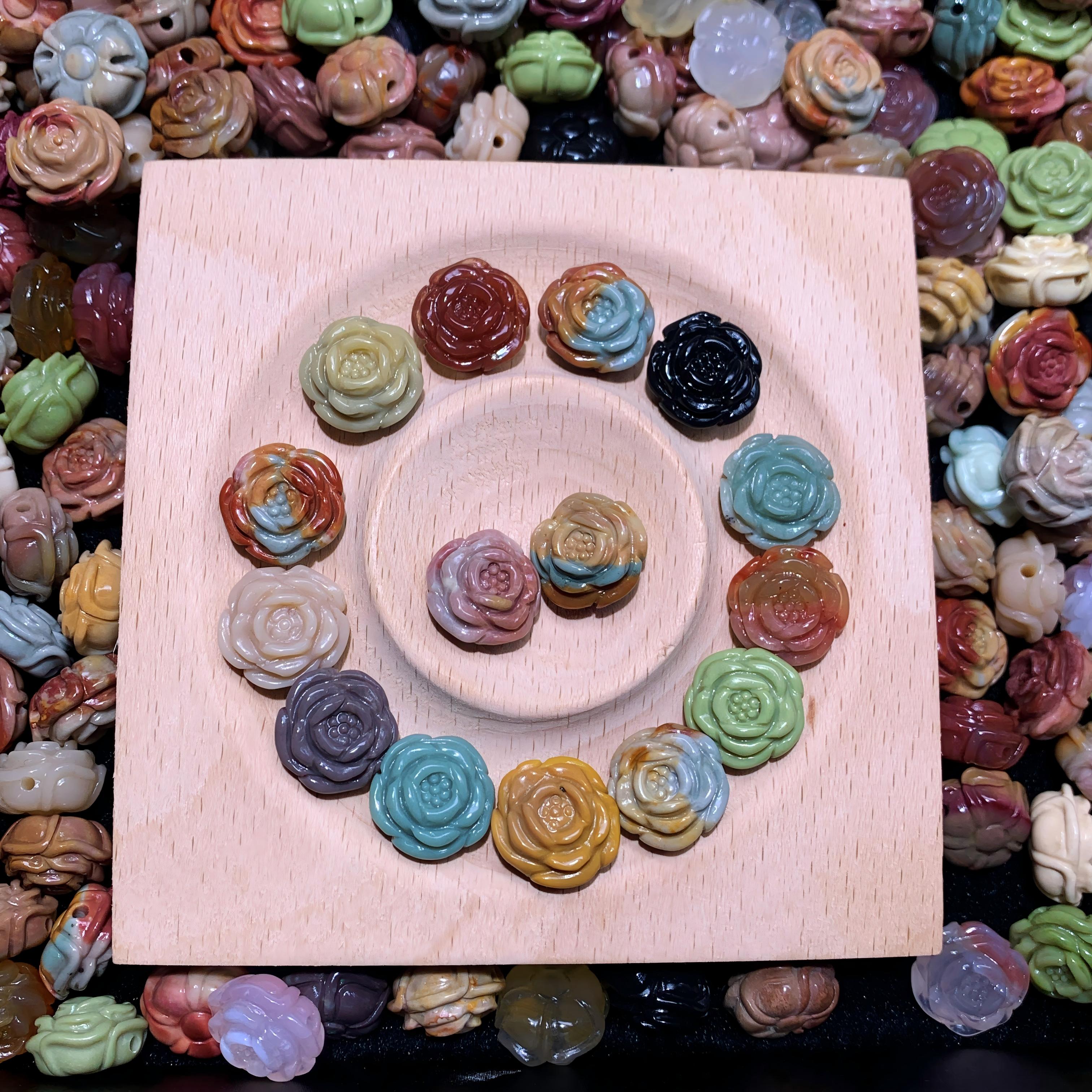 【5PCS】Alashan agate rose flowers