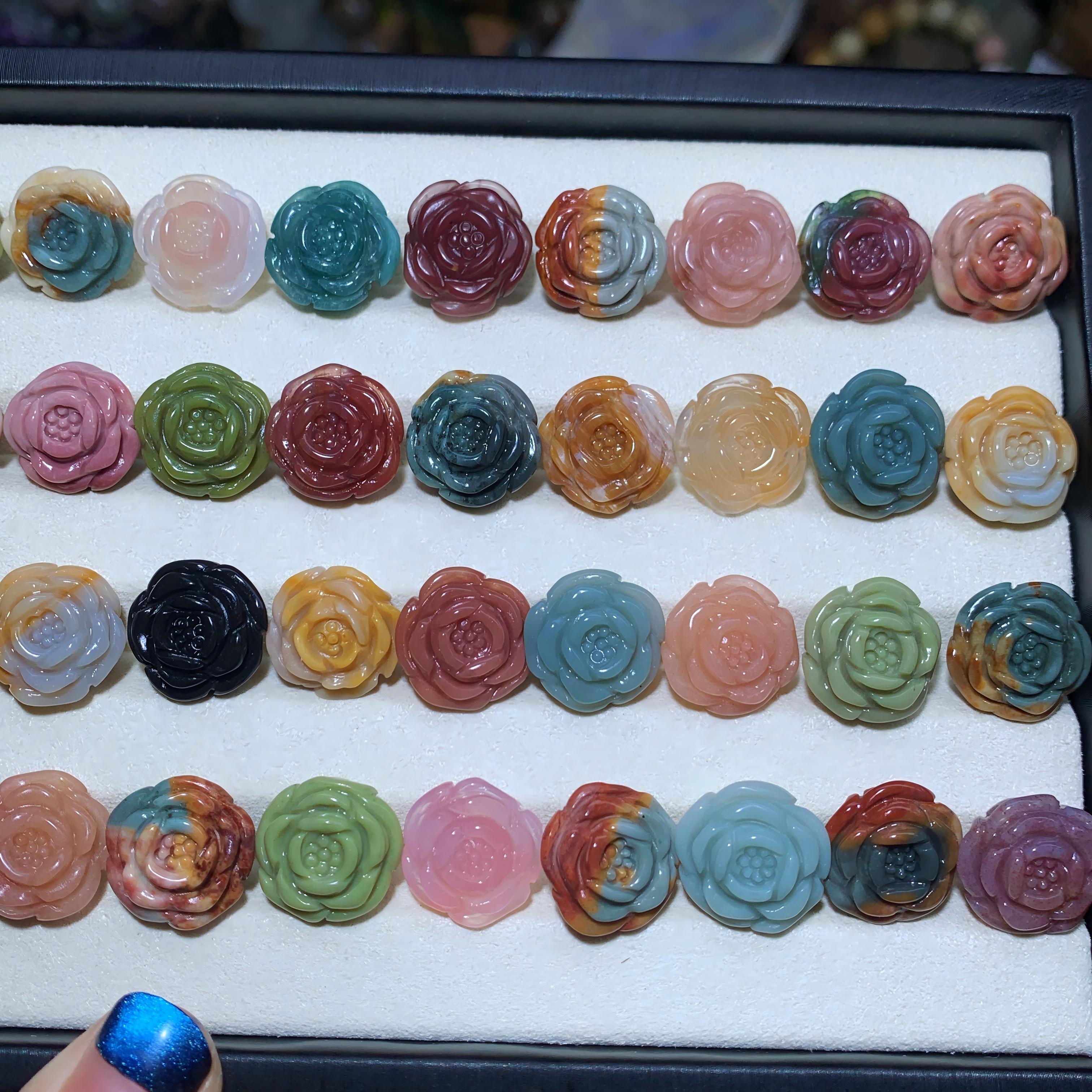 【5PCS】Alashan agate rose flowers