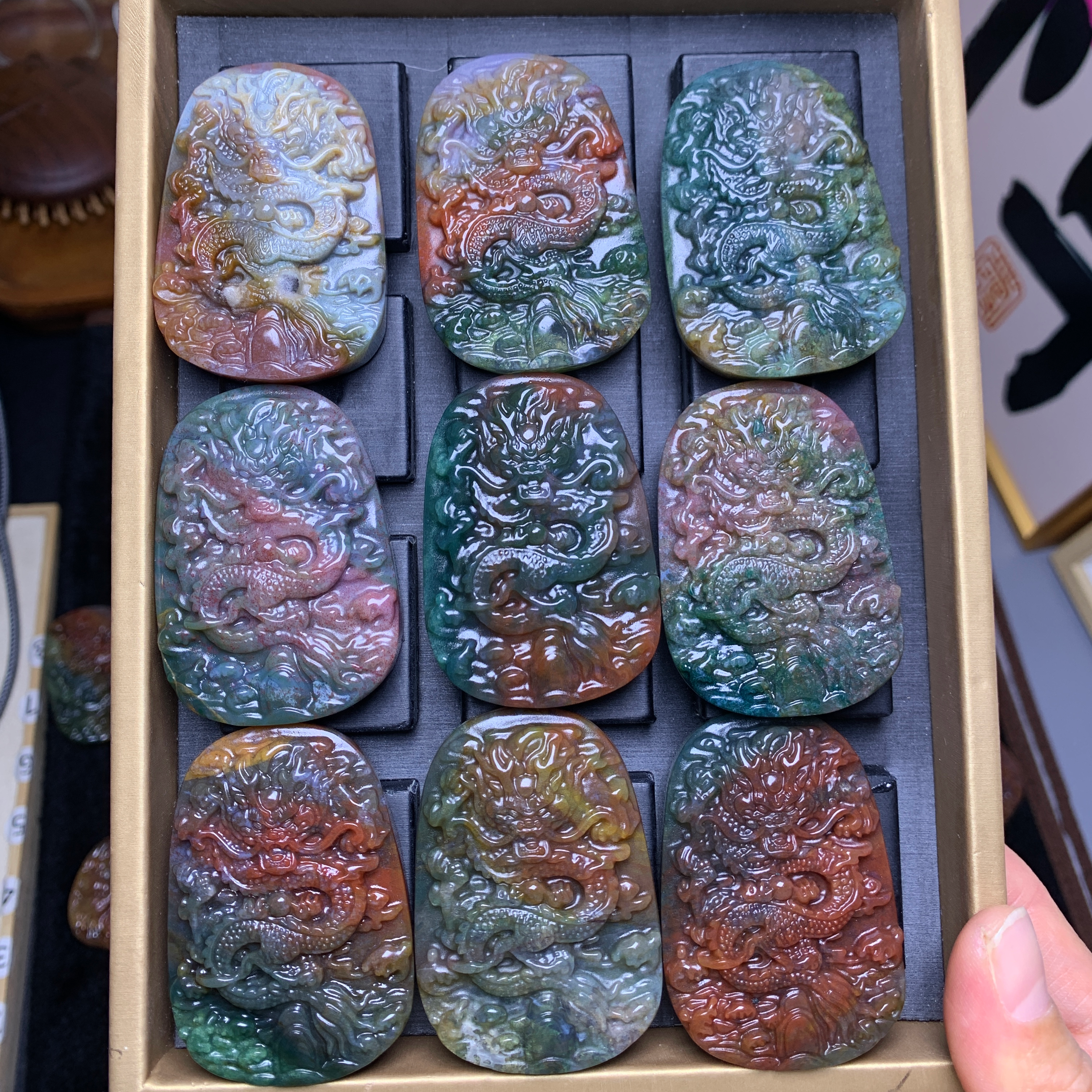 Dragon pendants【ocean jasper & polychrome】
