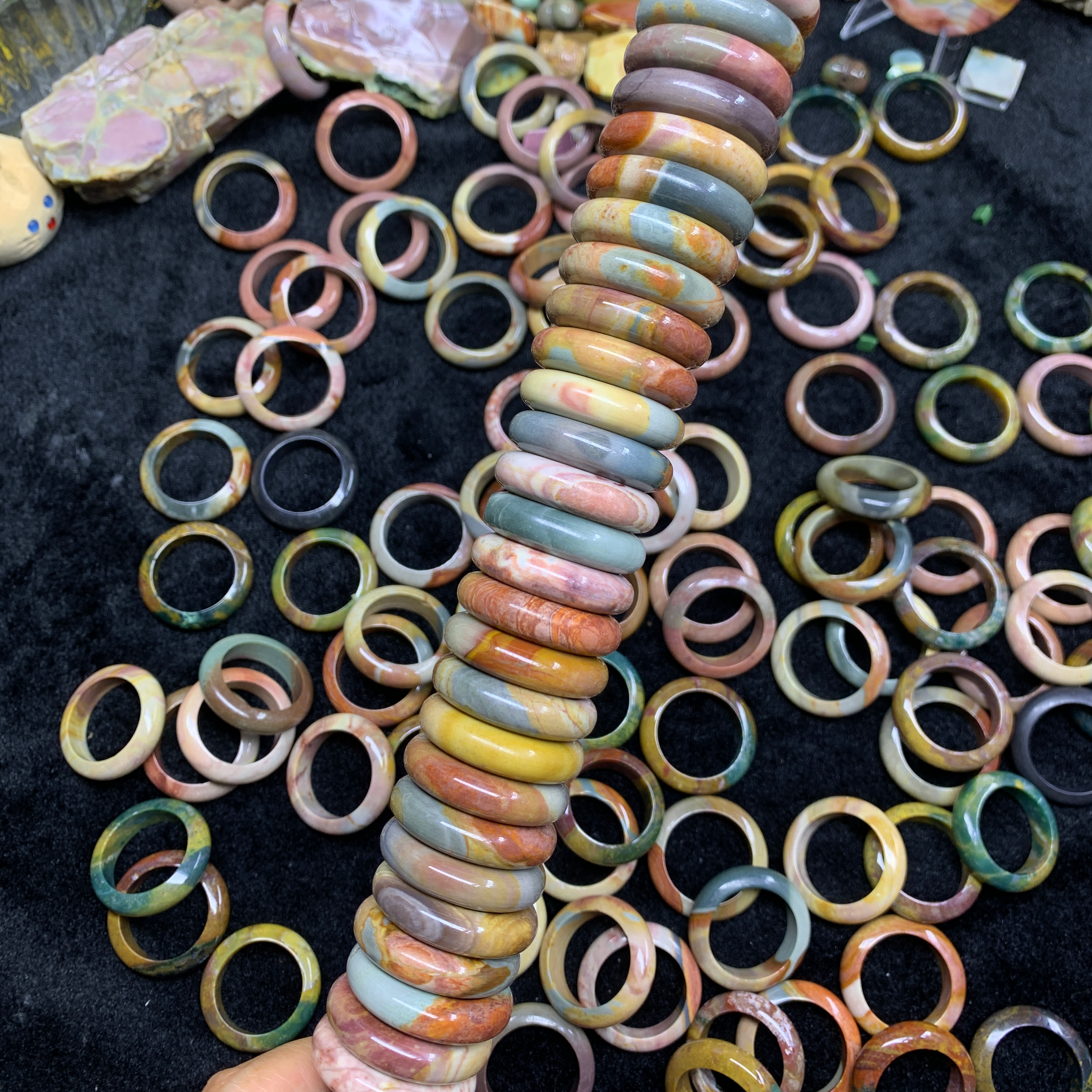 Alashan agate / ocean jasper /polychrome running ring