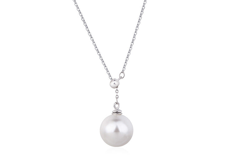 [S925] Adjustable Pearl Necklace with Ball Plunger Y Word Empty Support Necklace Beaded