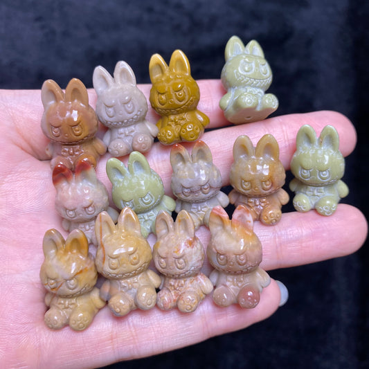 Natural Alashan Agate labubu carved charms