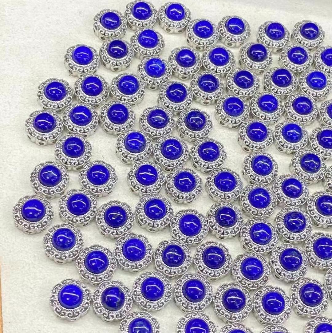【Lapis Lazuli】Natural Lapis Lazuli with Copper Set Box天然青金石配饰铜镶盒子 8mm
