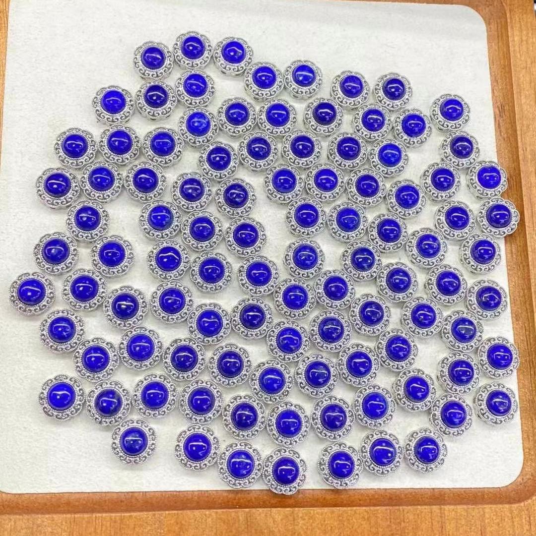 【Lapis Lazuli】Natural Lapis Lazuli with Copper Set Box天然青金石配饰铜镶盒子 8mm