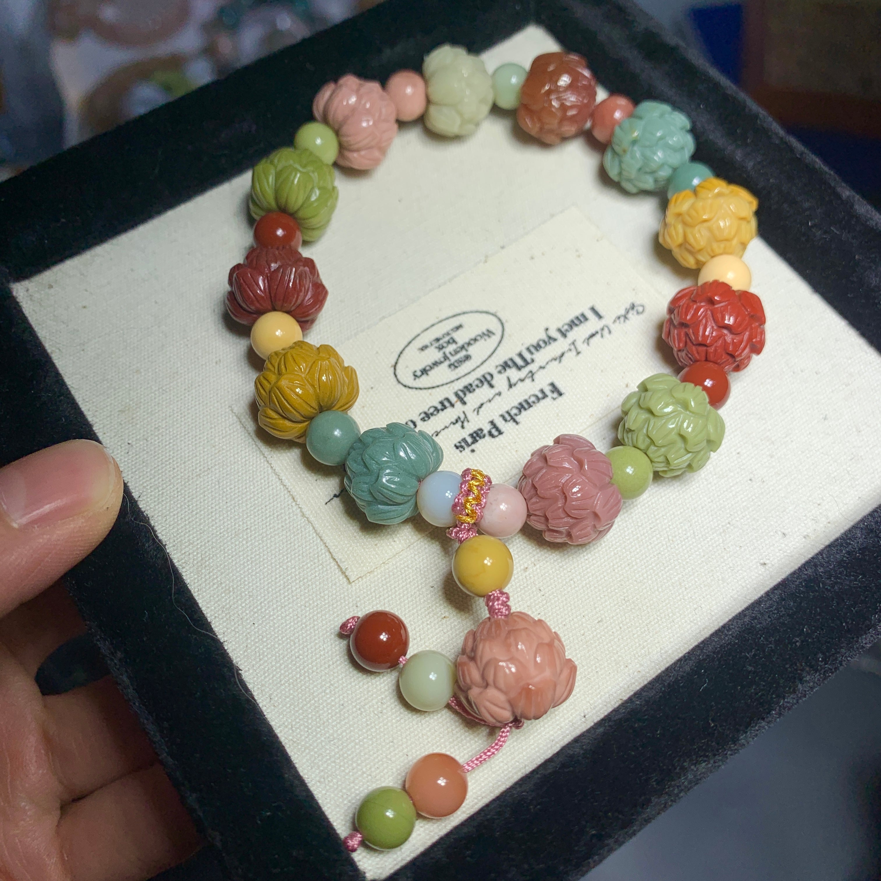 【Alashan agate bracelets】lotus flower bracelet 莲花手串