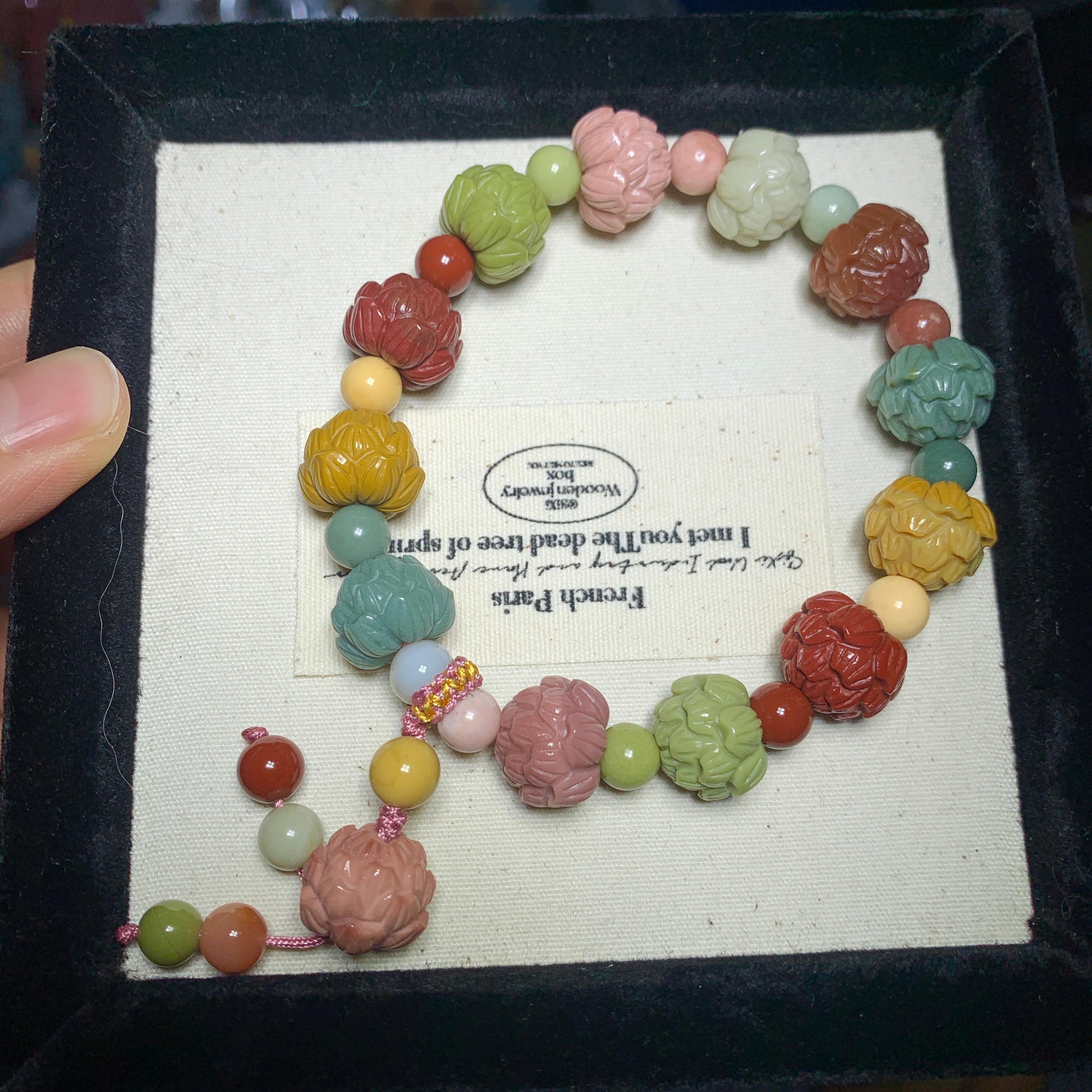 【Alashan agate bracelets】lotus flower bracelet 莲花手串