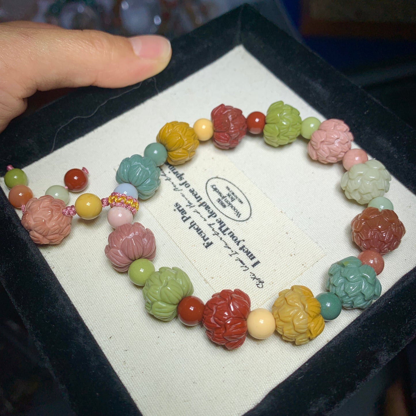 【Alashan agate bracelets】lotus flower bracelet 莲花手串