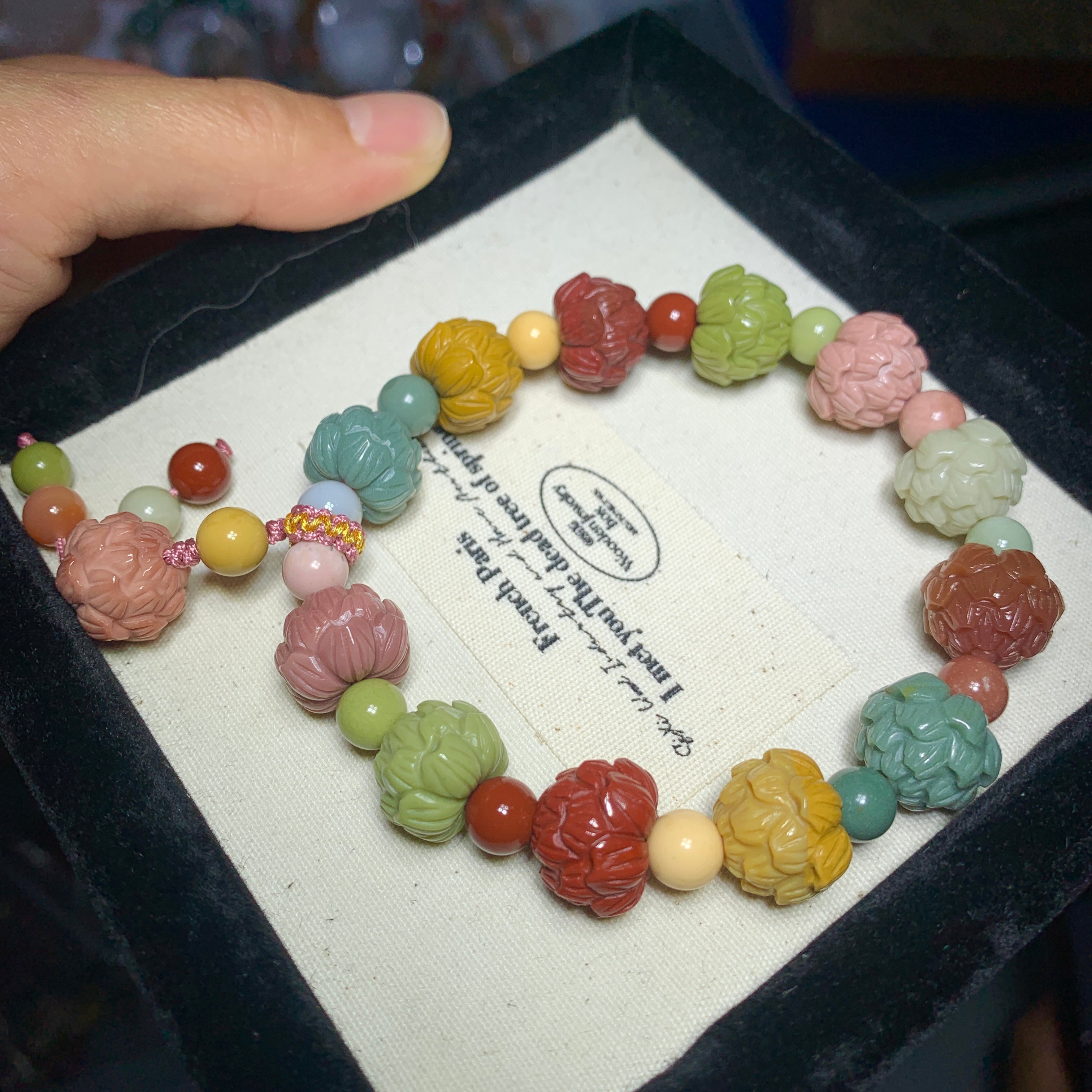 【Alashan agate bracelets】lotus flower bracelet 莲花手串