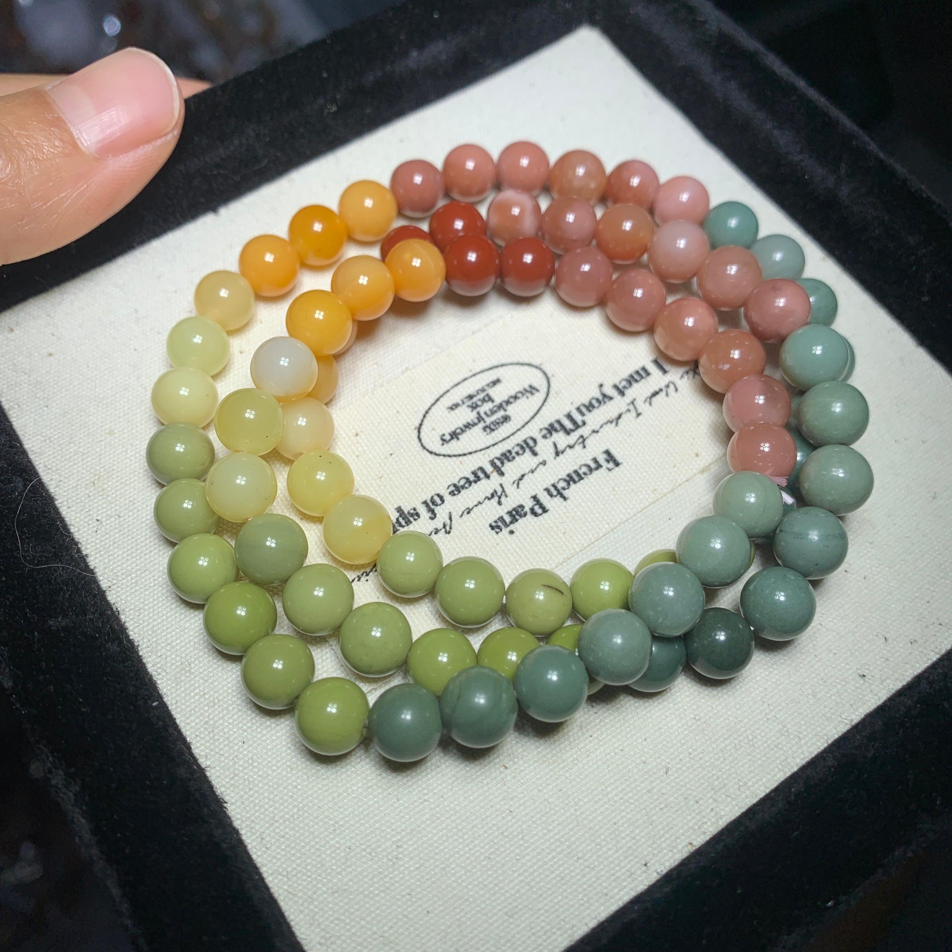 【Alashan agate bracelets】Rainbow bracelets with three loops 7mm+阿拉善彩虹三圈7mm+