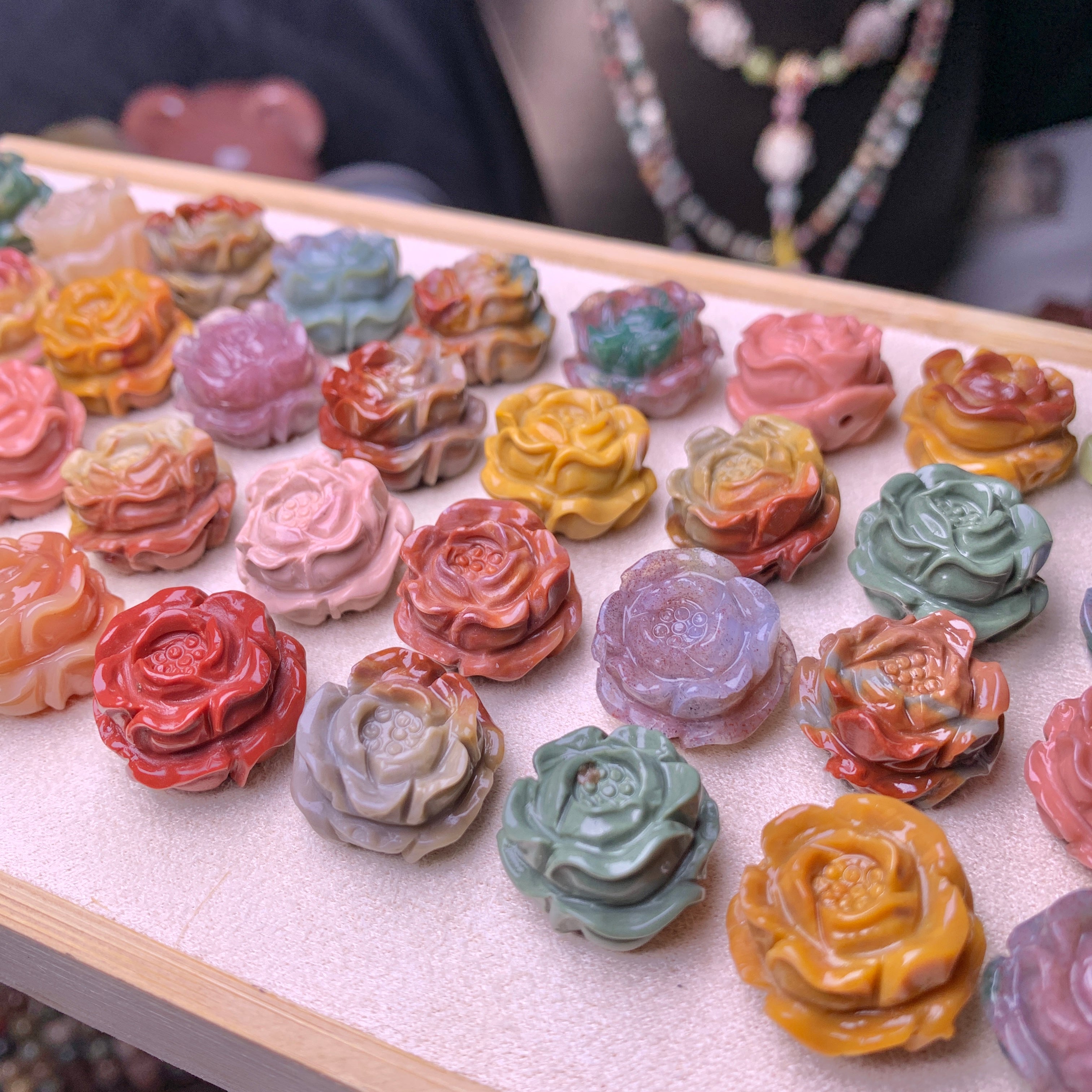 【Alashan Agate】  Classic Roses 17mm+