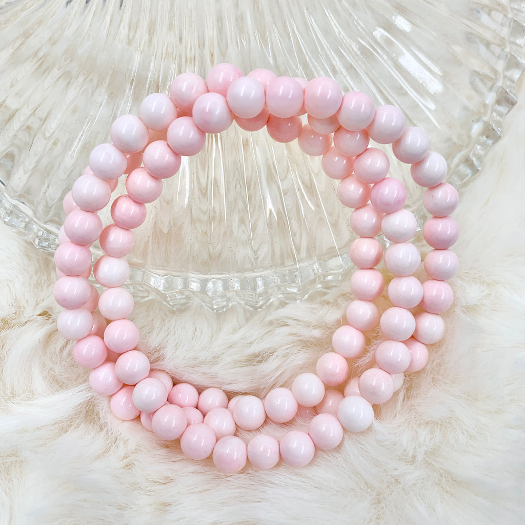 【Queen Conch】Unnatural 3 circles Bracelet (beads pressed from queen shell powder)