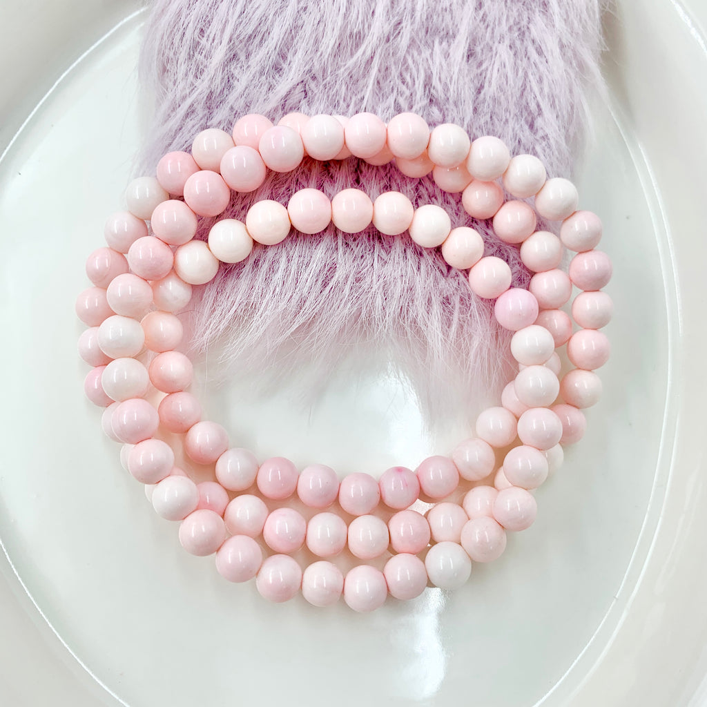 【Queen Conch】Unnatural 3 circles Bracelet (beads pressed from queen shell powder)