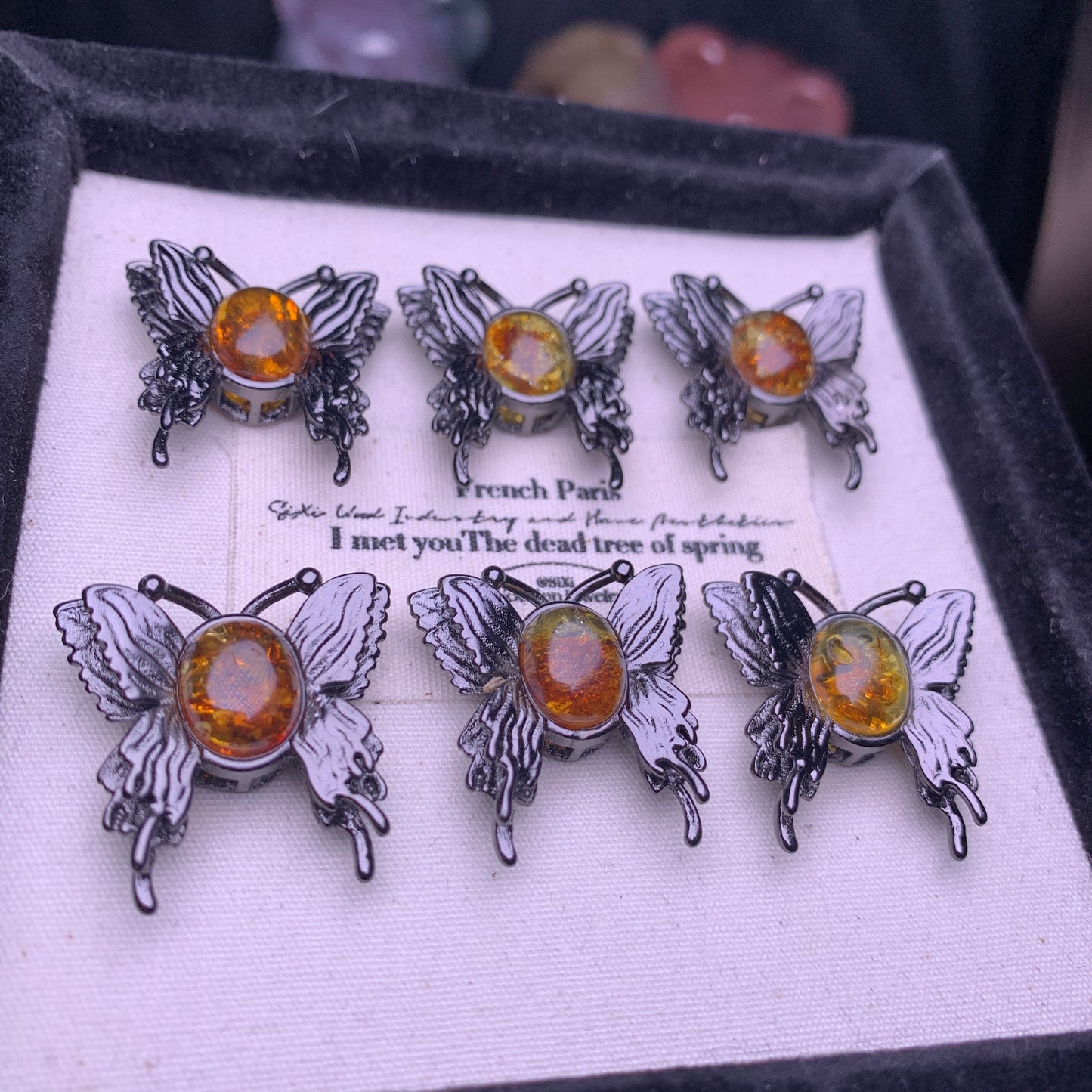 【Amber】piebald amber butterfly box