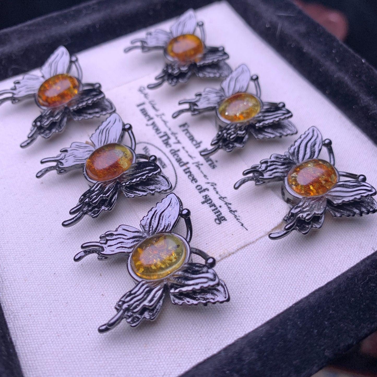 【Amber】piebald amber butterfly box