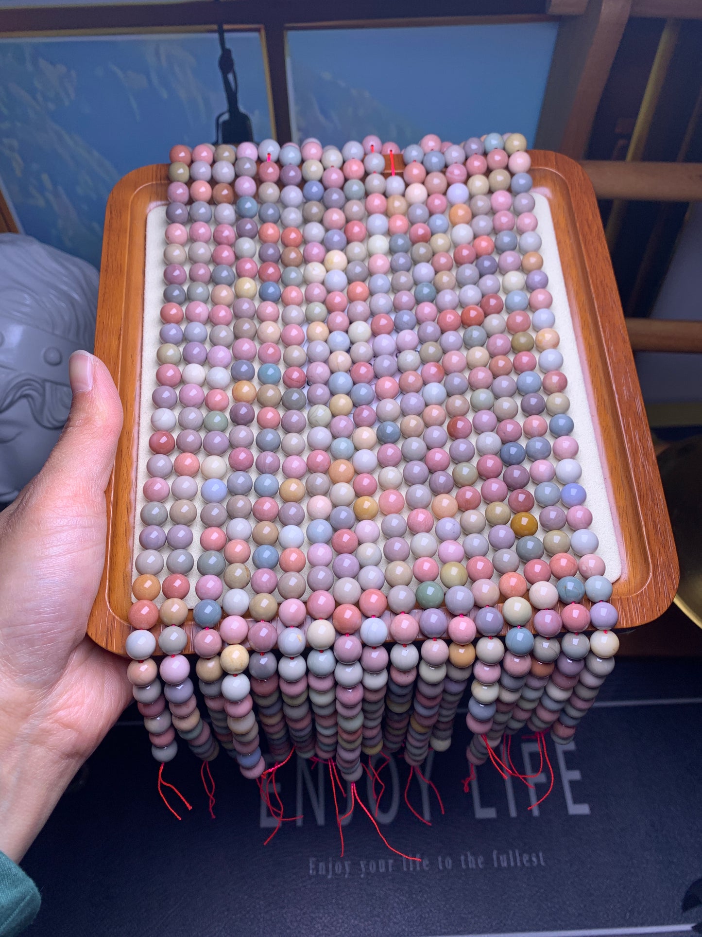 Alashan agate macaroon color strand 8mm [longth 40cm]