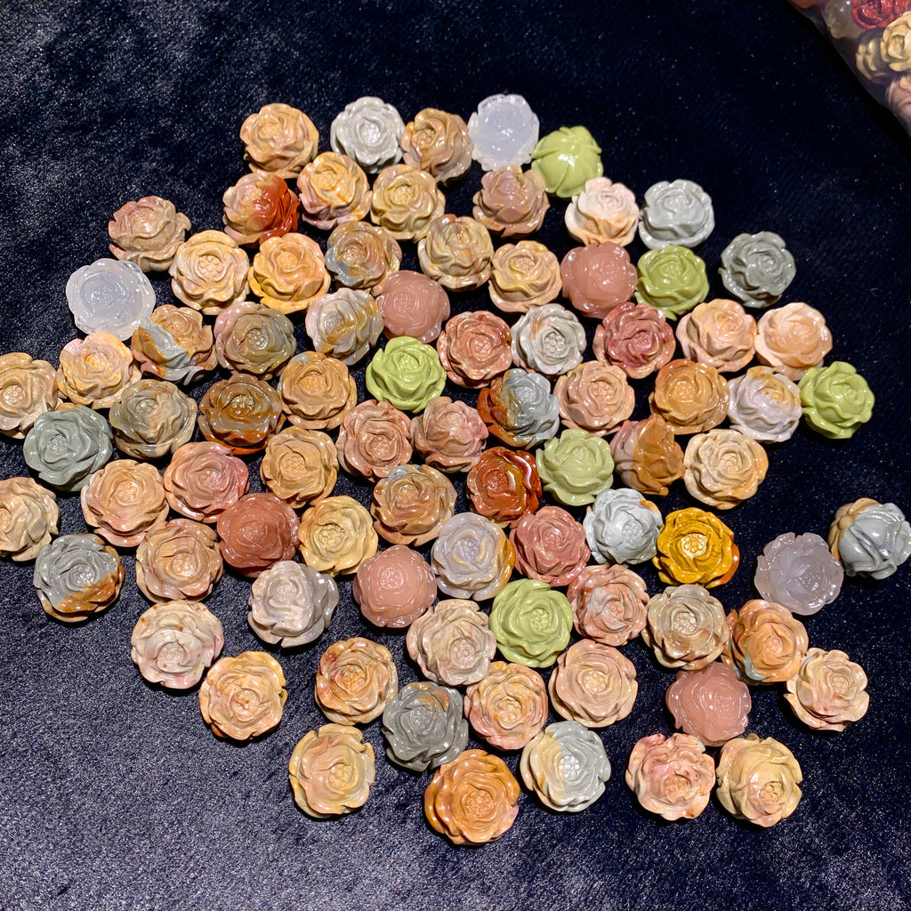 Natural Alashan agate camellia flowers charms