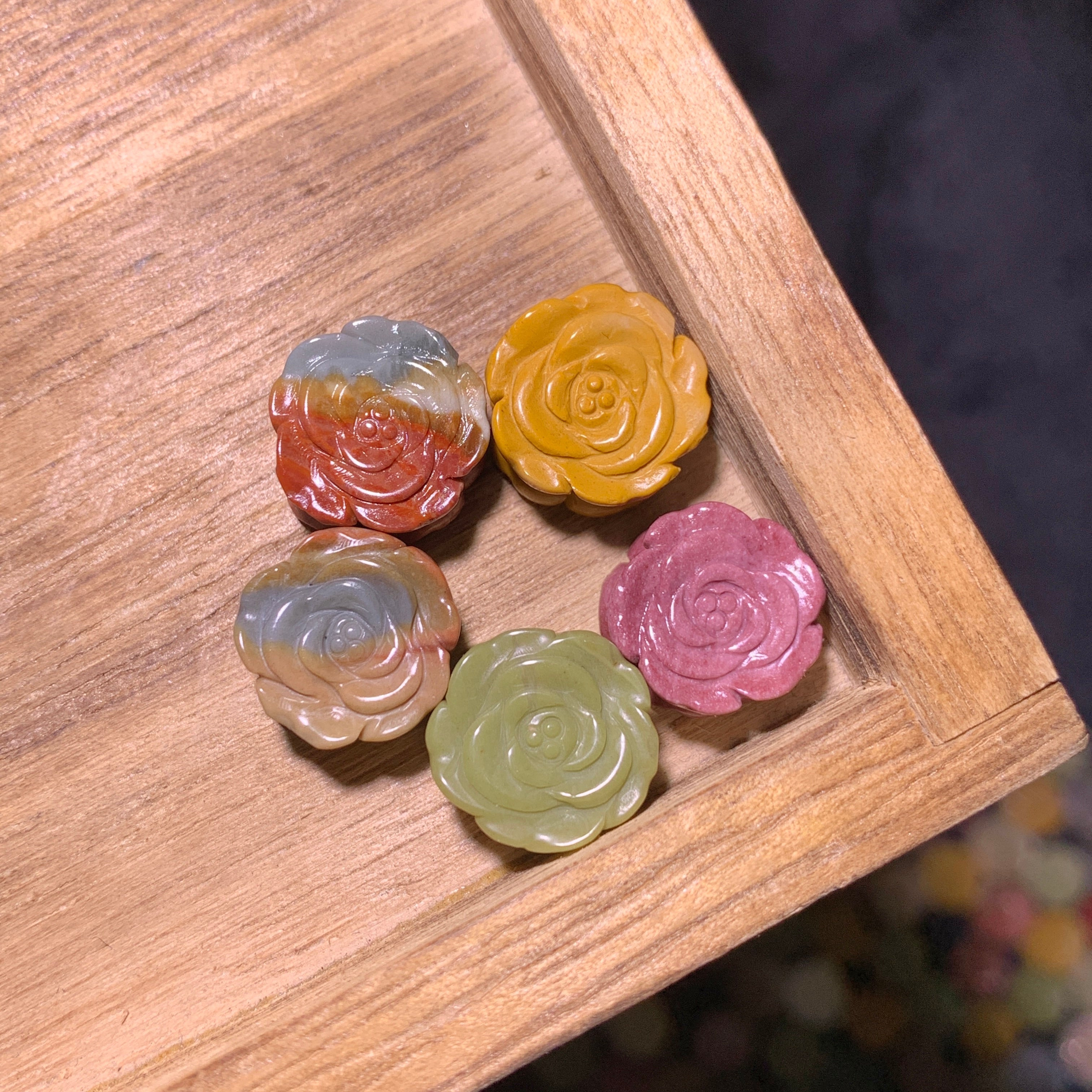 Natural Alashan Agate Double Sided Flower charms