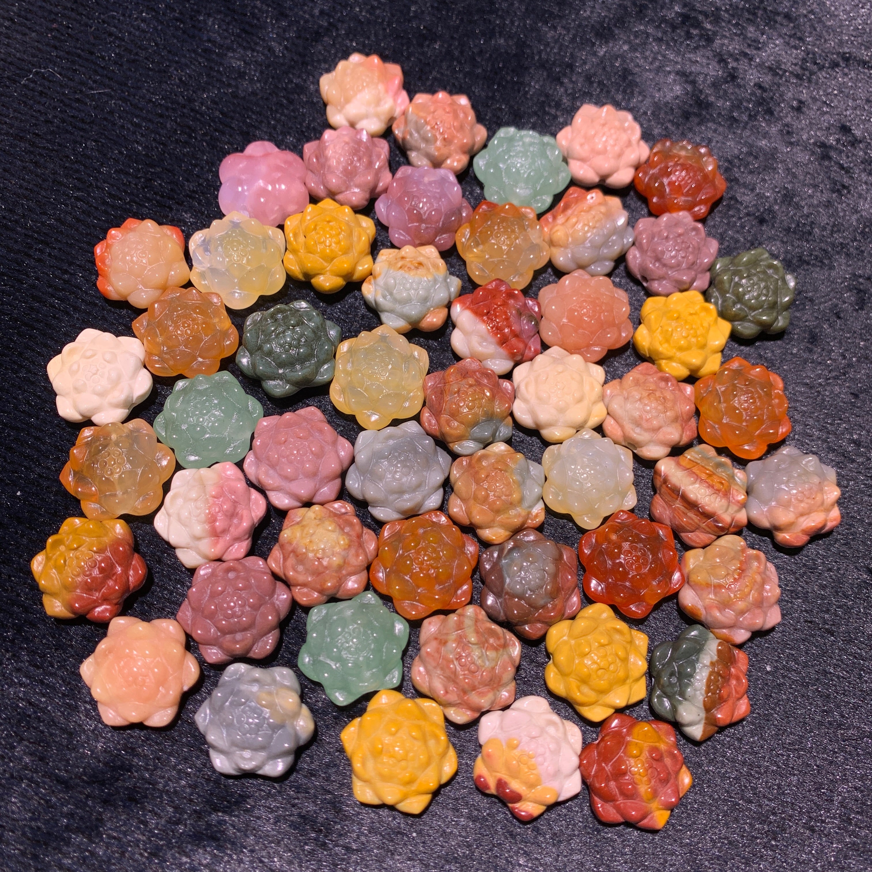 Natural Alashan agate lotus flowers charms
