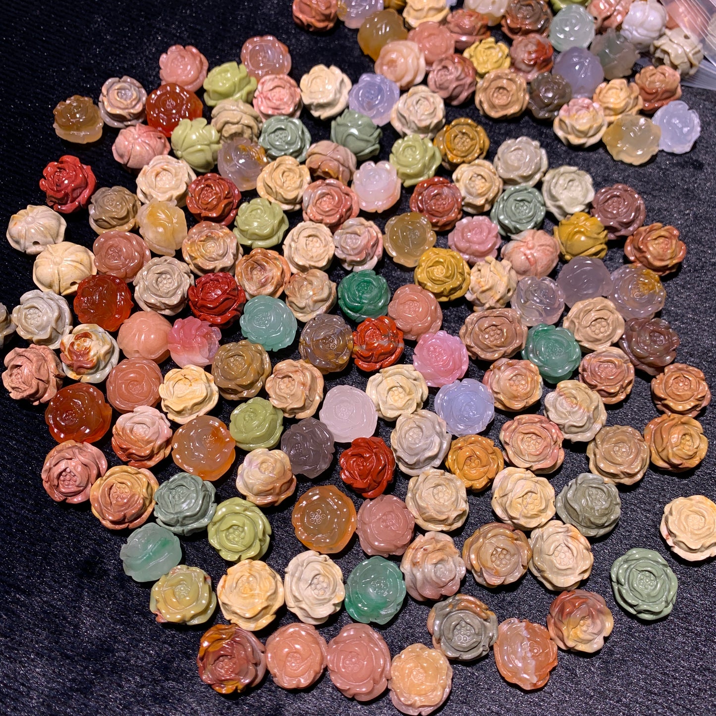 Natural Alashan Agate Camellia flower charms