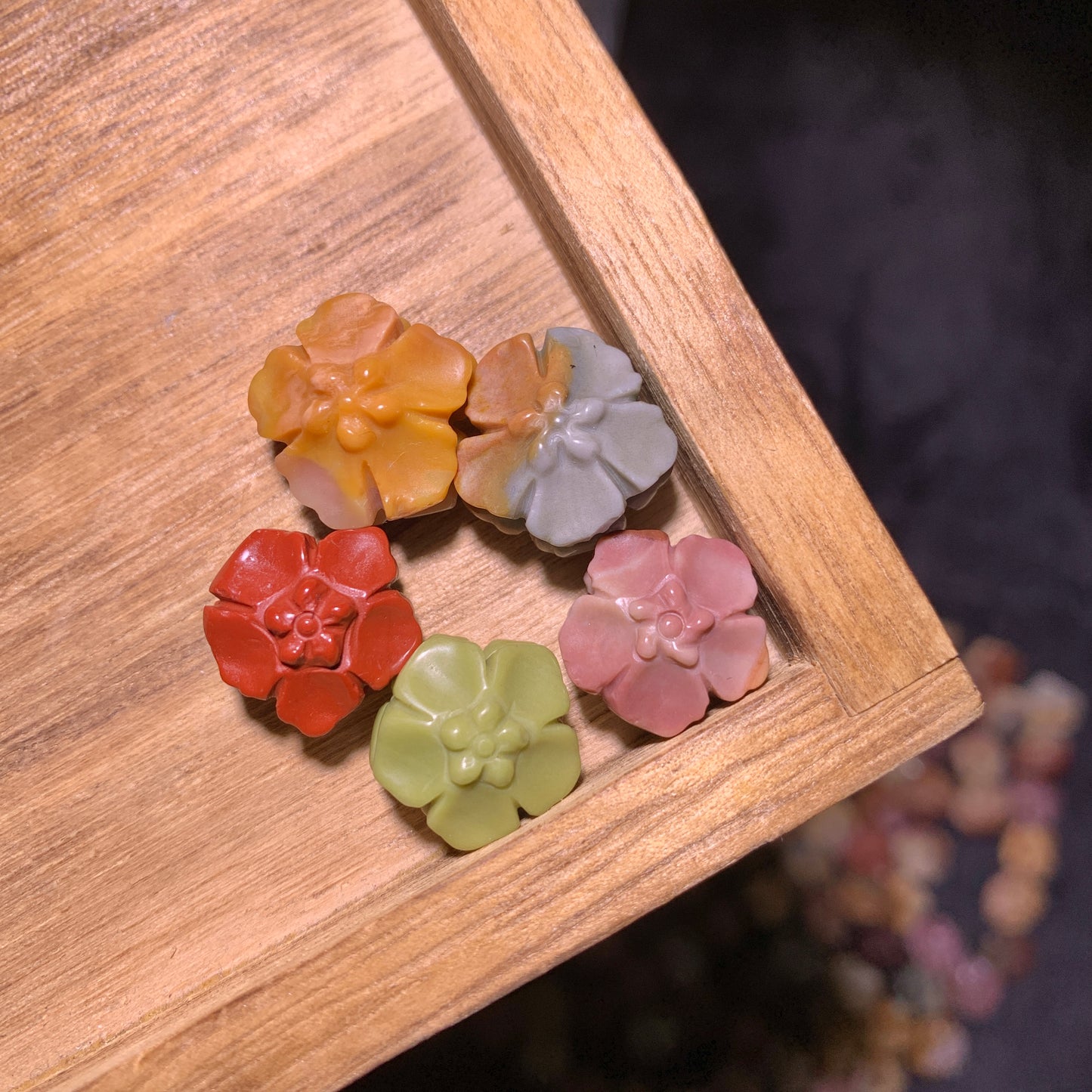 Natural Alashan agate Mandala Flower charms