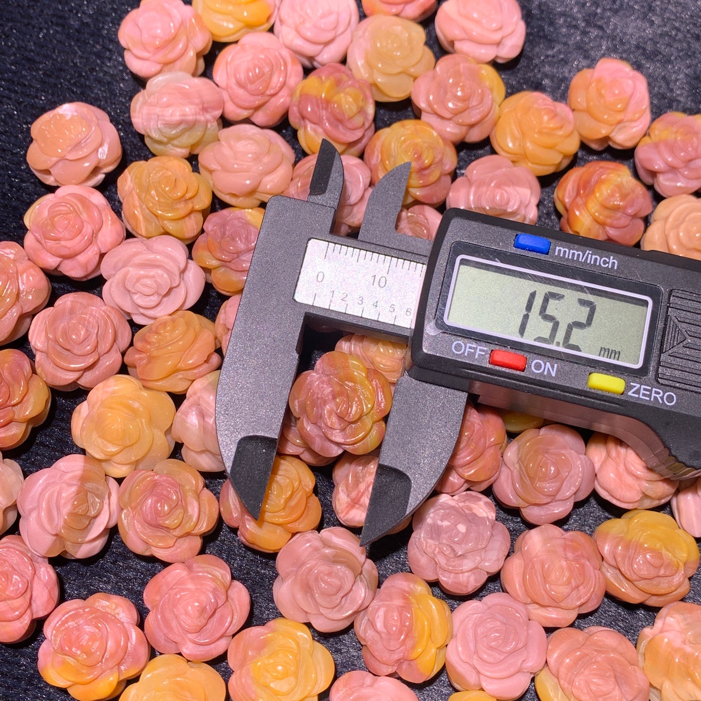 Natural Alashan Agate Pink Mango Double Sided Flower charms