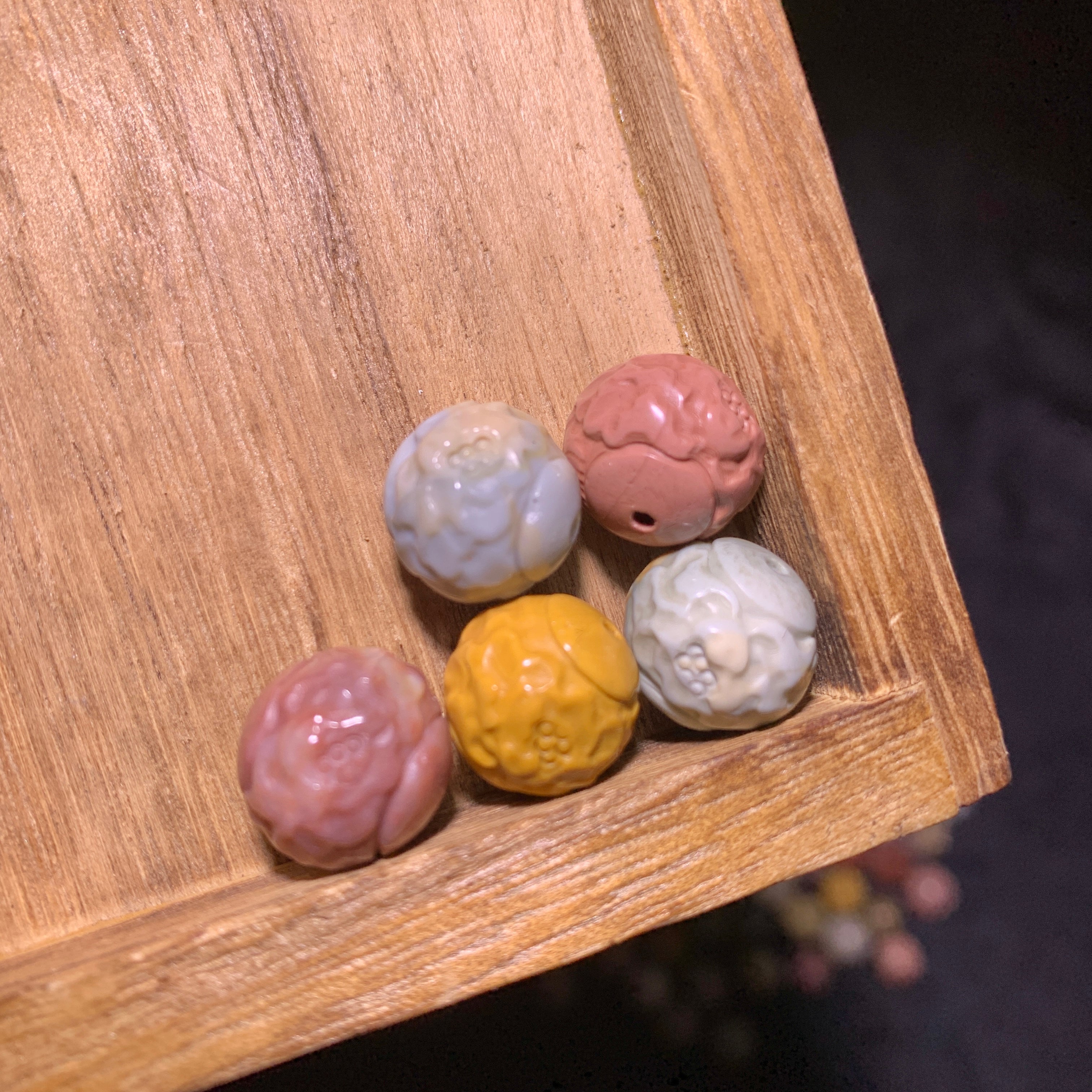 Natural Alashan Agate Peony charms