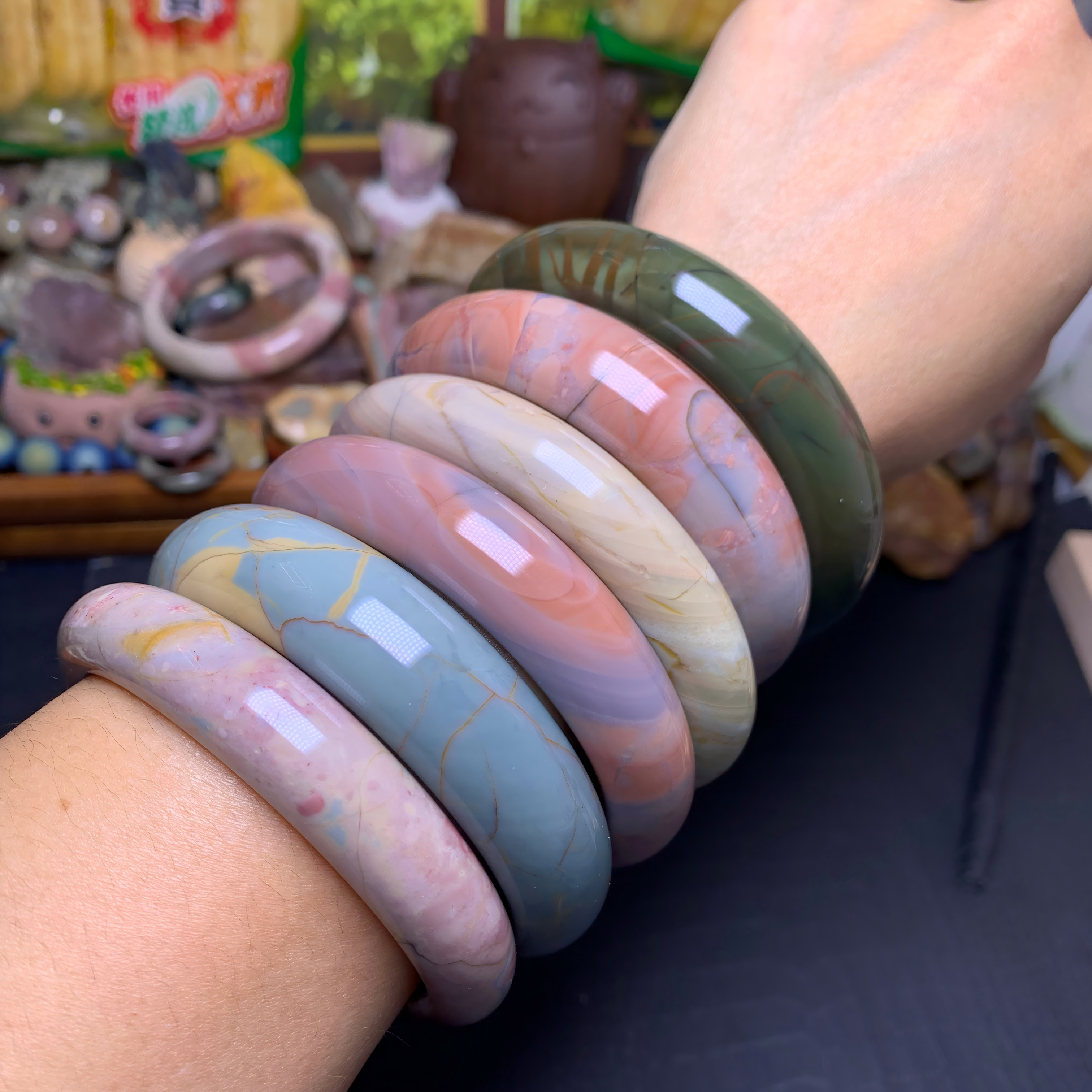 Alashan agate bangles