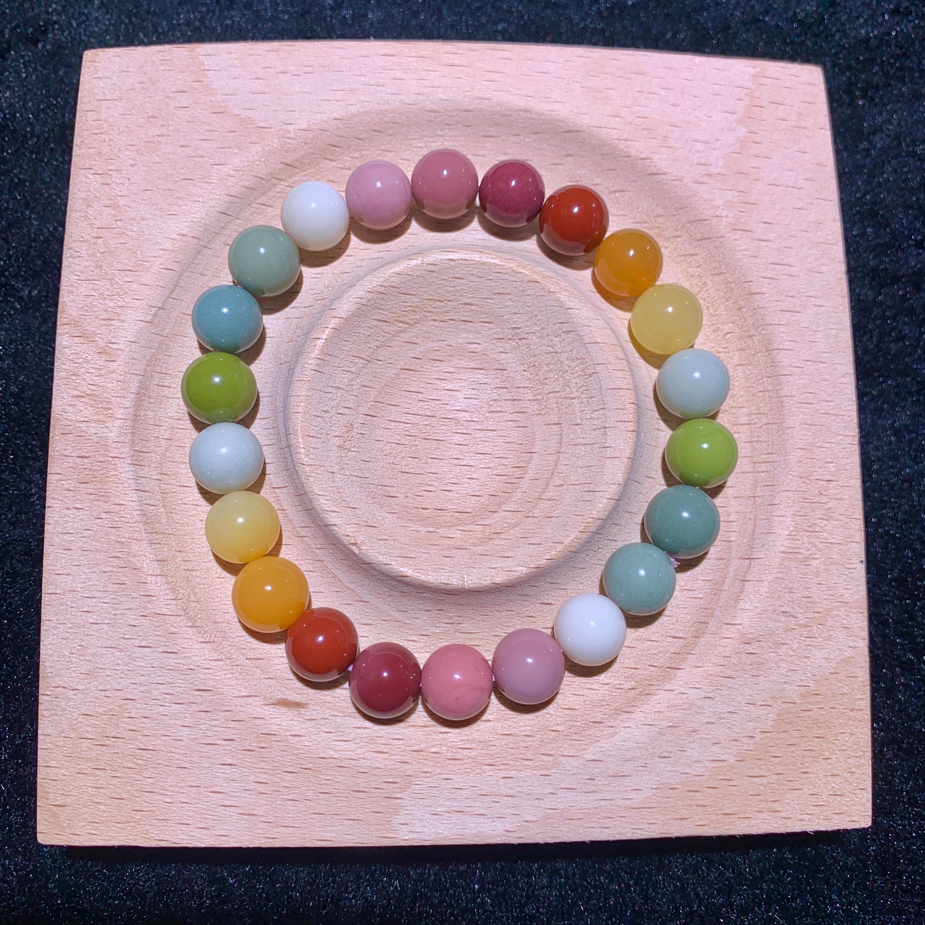 【als-br23】Alashan Agate Rainbow bracelets 8mm,9mm,10mm,11mm