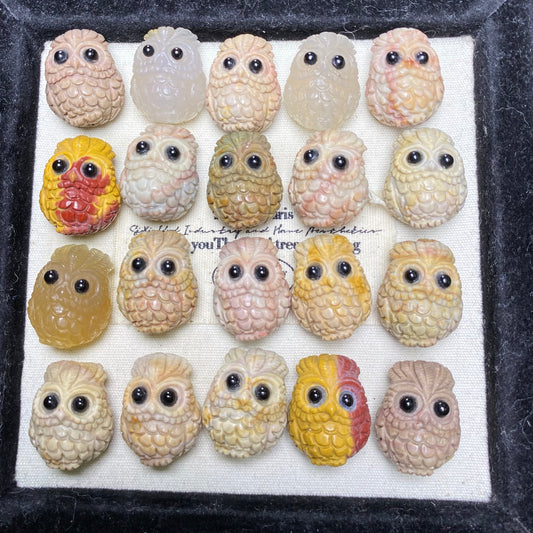 Natural Alashan Agate Carved charms Owl