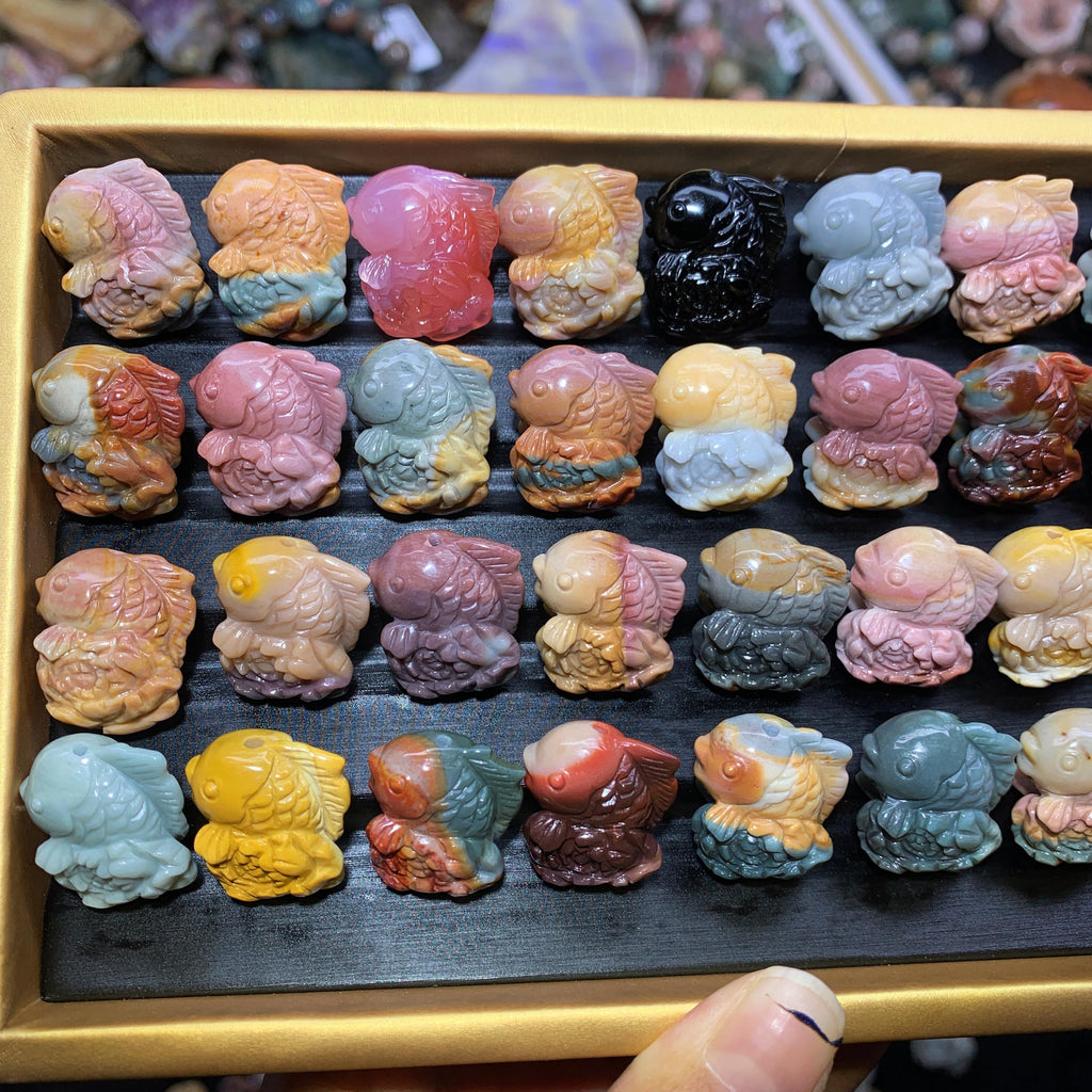 【5PCS】Alashan Agate Flower Koi fish