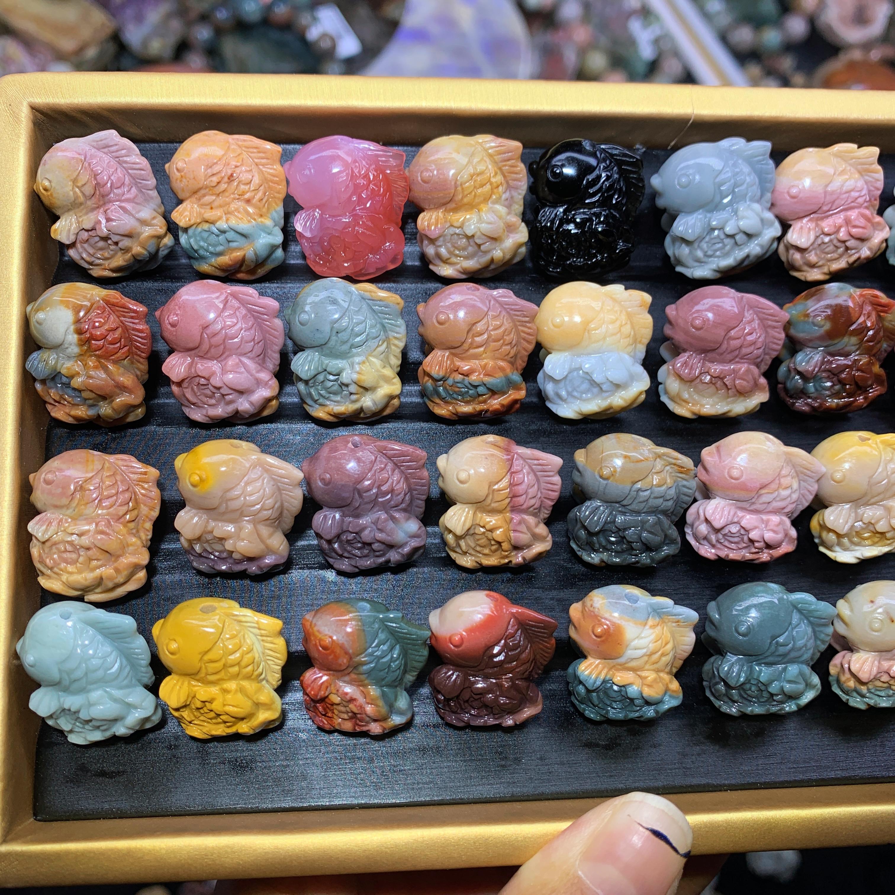 【5PCS】Alashan Agate Flower Koi fish